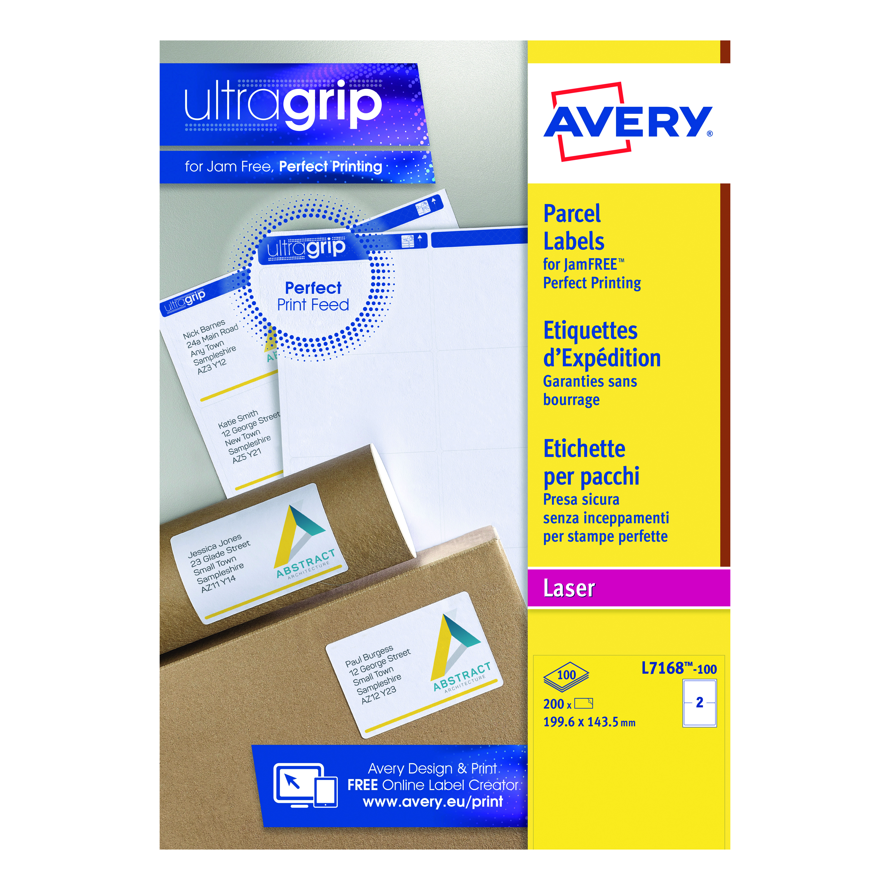 Avery+Ultragrip+Laser+Labels+199.6x143.5mm+Wht+%28Pack+of+200%29+L7168-100