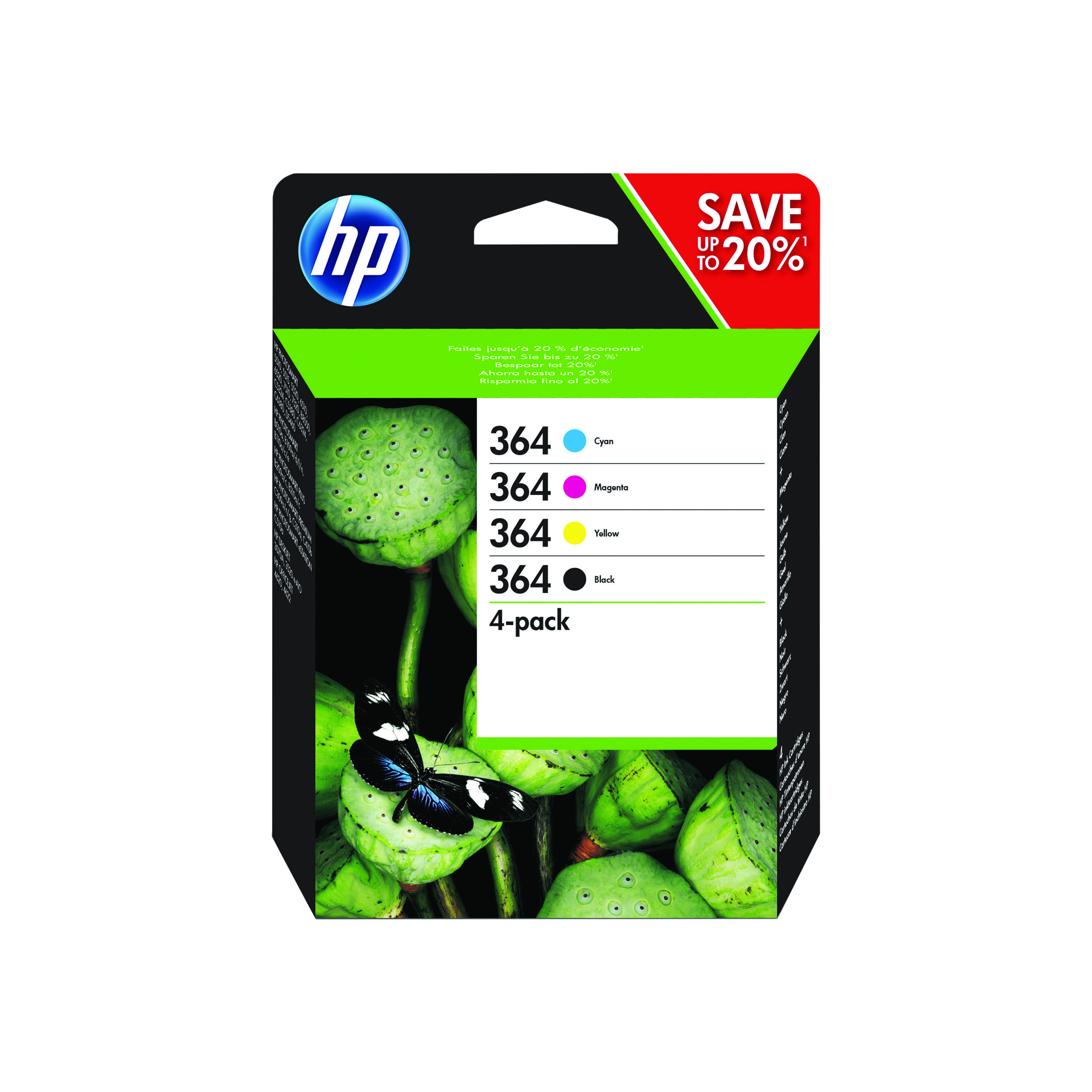 HP+364+Original+Ink+Cartridge+3%2F6-ml+CMYK+4-pack+N9J73AE