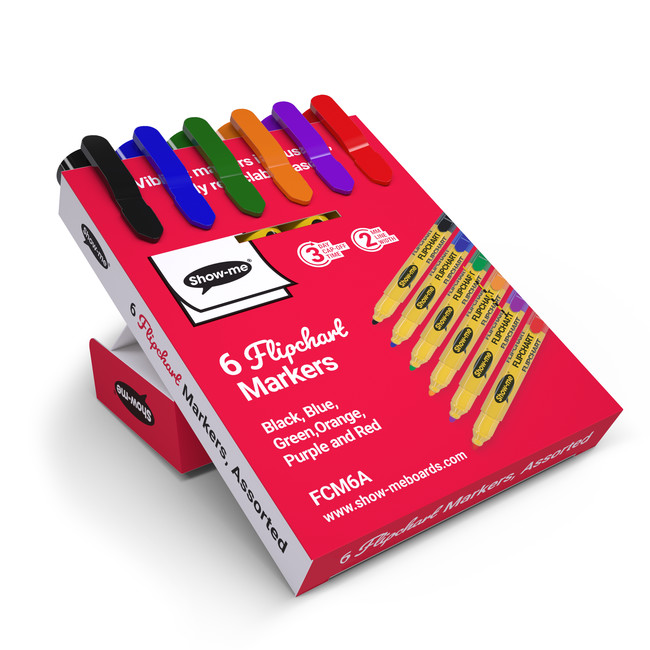 Show-me+Flipchart+Markers+Bullet-Tip+Assorted+%28Pack+of+6%29+FCM6A