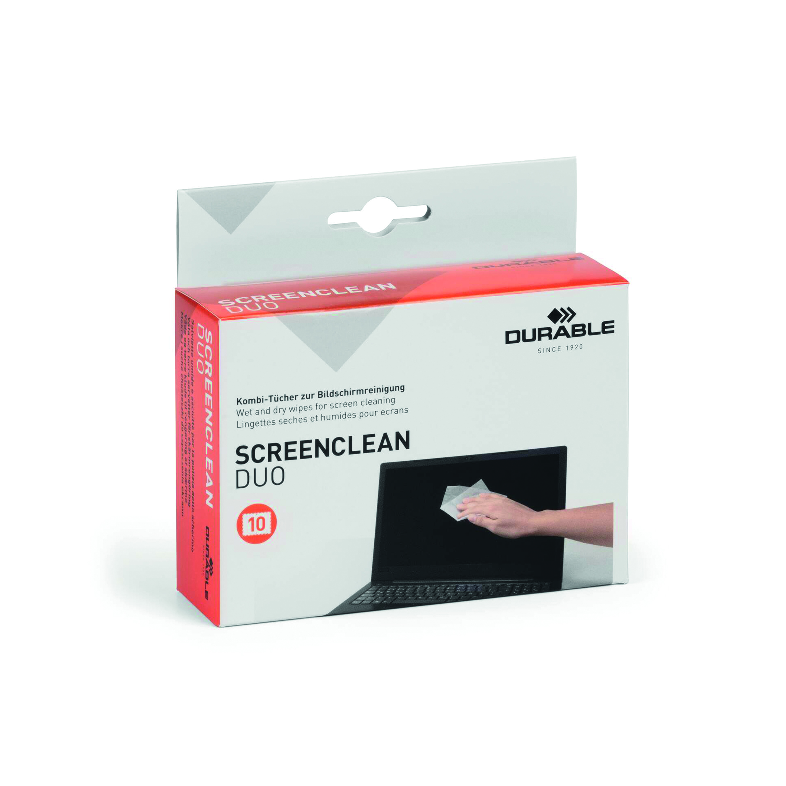 Durable+Screenclean+Duo+Wet+and+Dry+Wipe+Set+Individually+Wrapped+%28Pack+of+10%29+572102