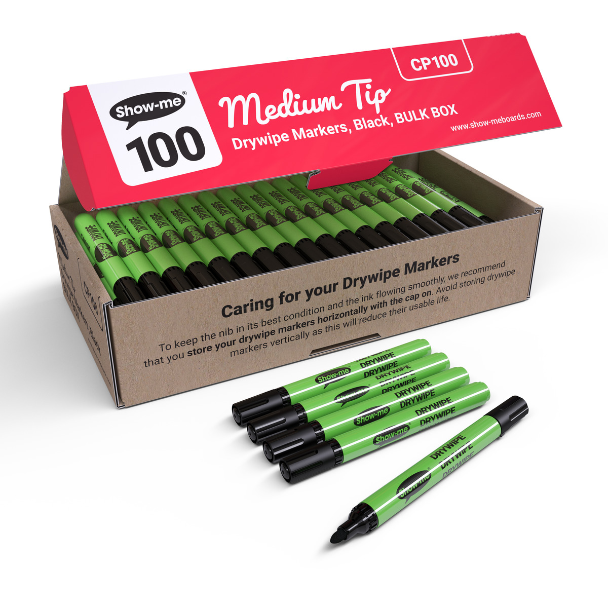 Show-me+Drywipe+Marker+Medium+Tip+Black+%28Pack+of+100%29+CP100