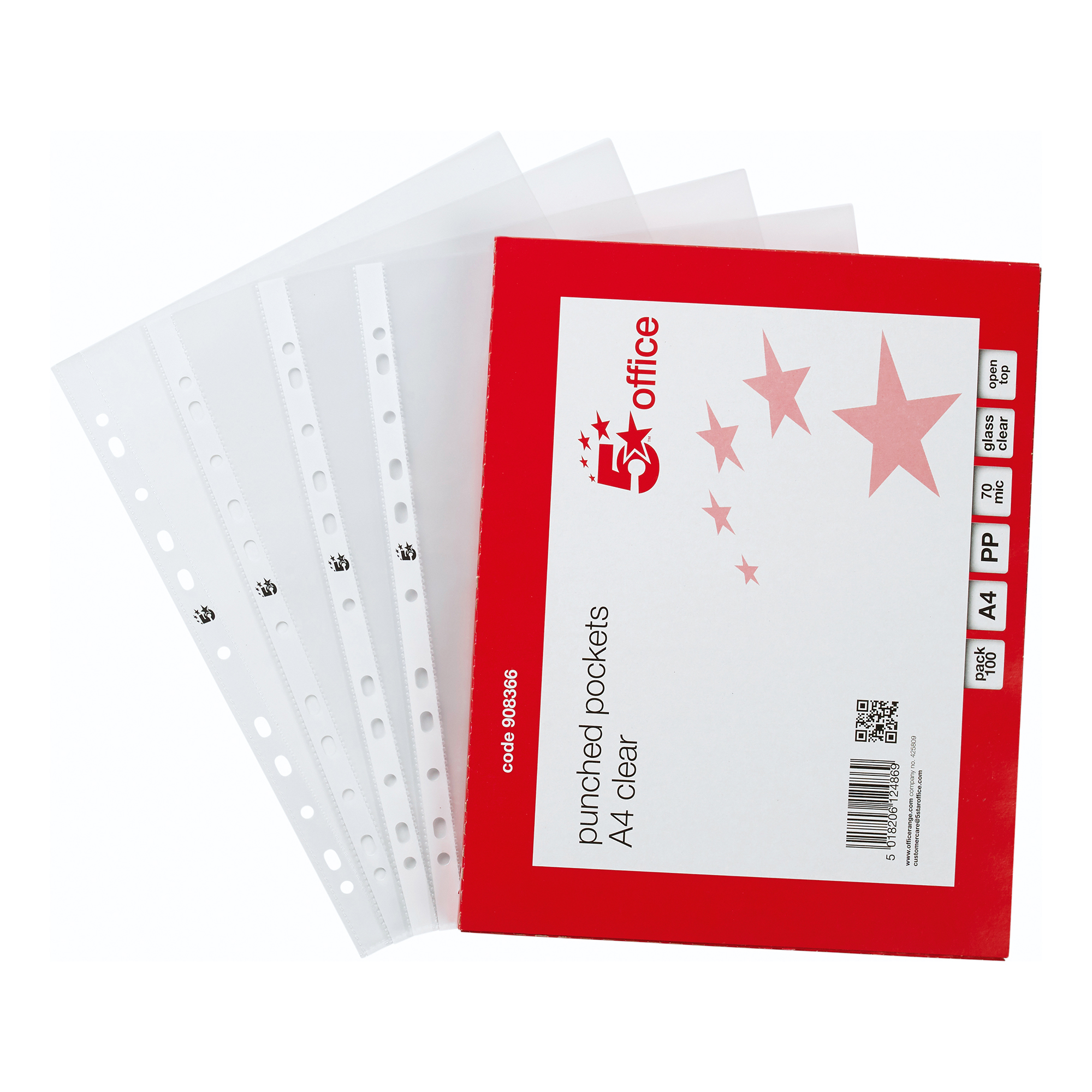 5+Star+Office+Punched+Pocket+Polypropylene+Top-opening+70+Micron+A4+Glass+Clear+%28Pack+of+100%29