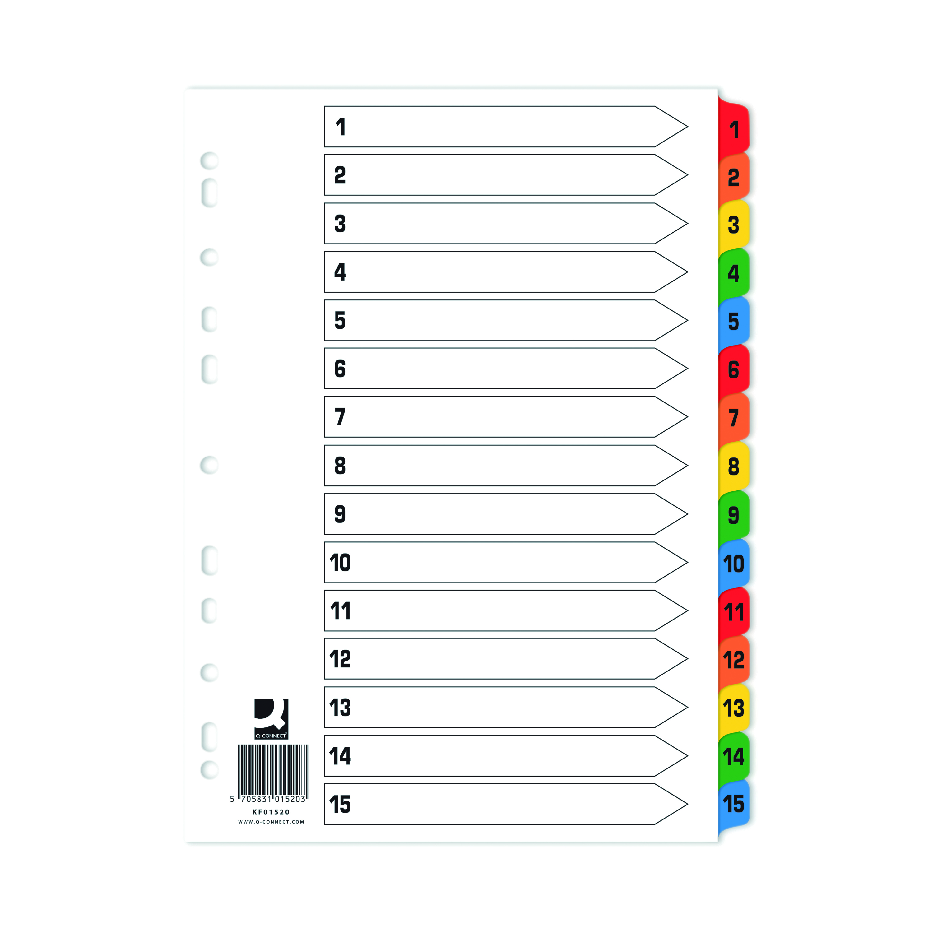 Q-Connect+Index+1-15+Board+Reinforced+Multicoloured+%2810+Pack%29+KF01520Q