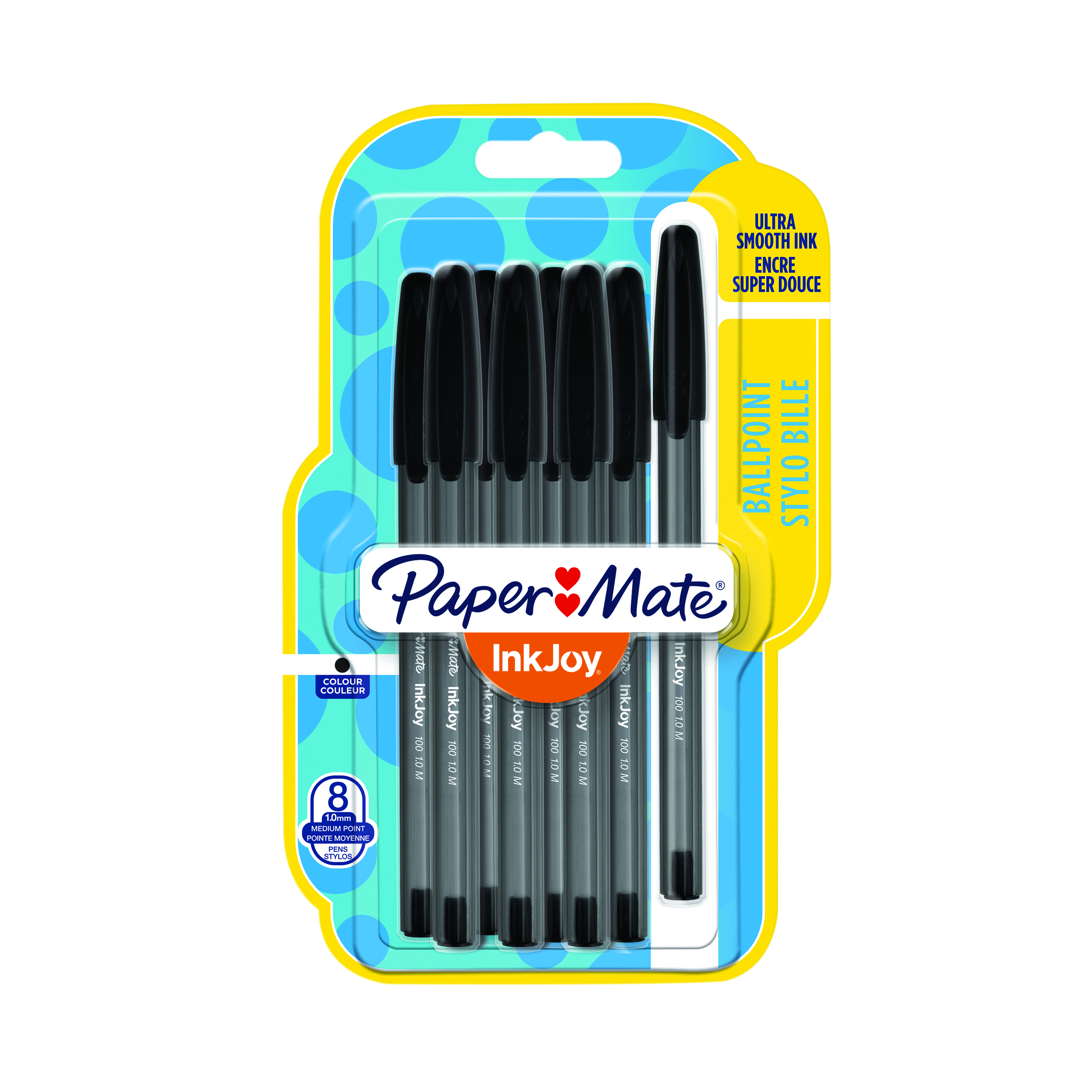 PaperMate+Inkjoy+100+Capped+Ballpoint+Pens+Medium+Black+%28Pack+of+8%29+1956739