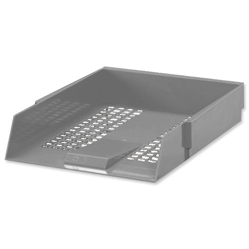 5+Star+Office+Letter+Tray+High-impact+Polystyrene+Foolscap+Grey