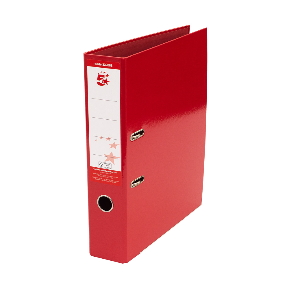 5+Star+Office+Lever+Arch+File+Foolscap+Red+%28Pack+of+10%29