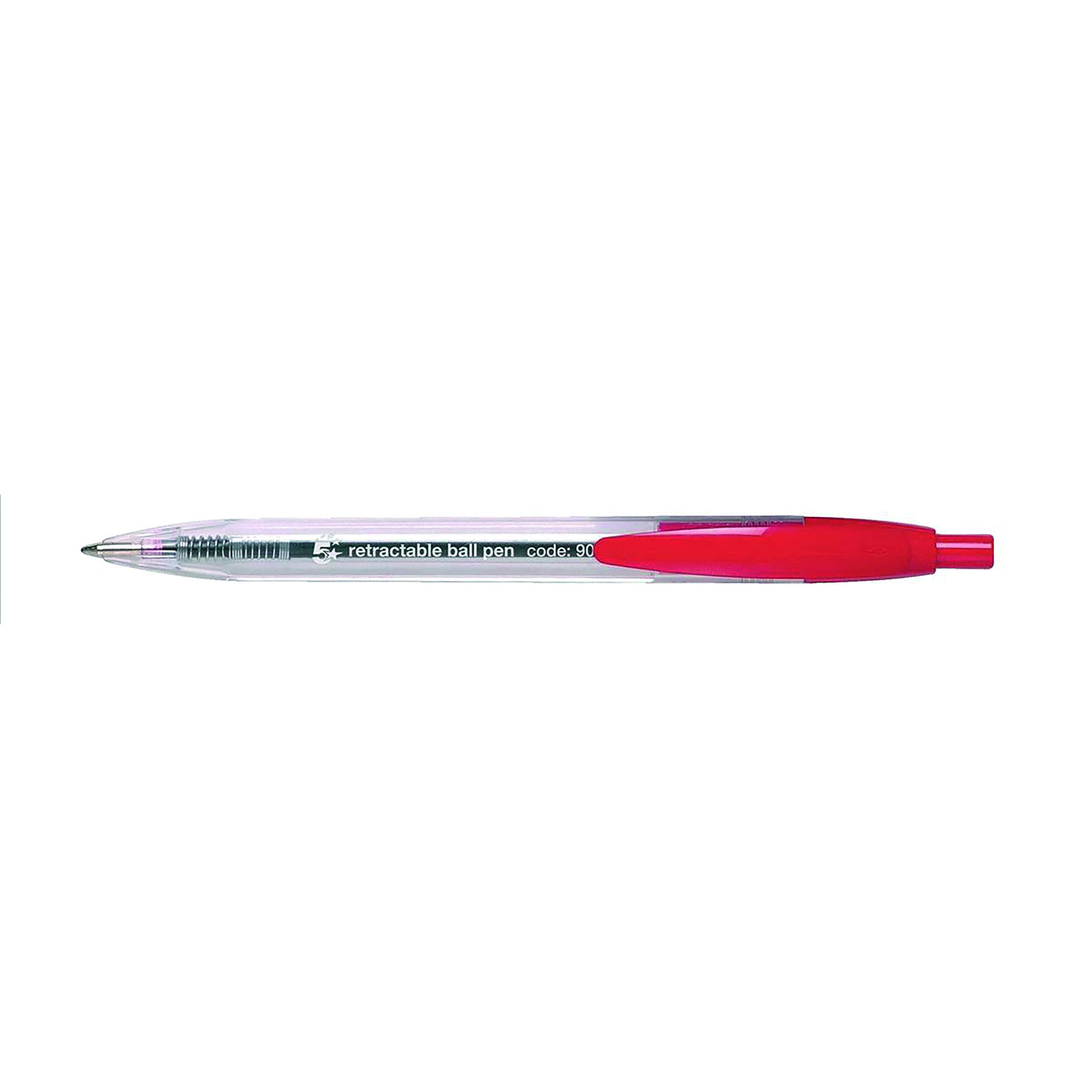 5+Star+Office+Retractable+Grip+Ball+Pen+Medium+1mm+Tip+0.4mm+Line+Red+%28Pack+of+10%29