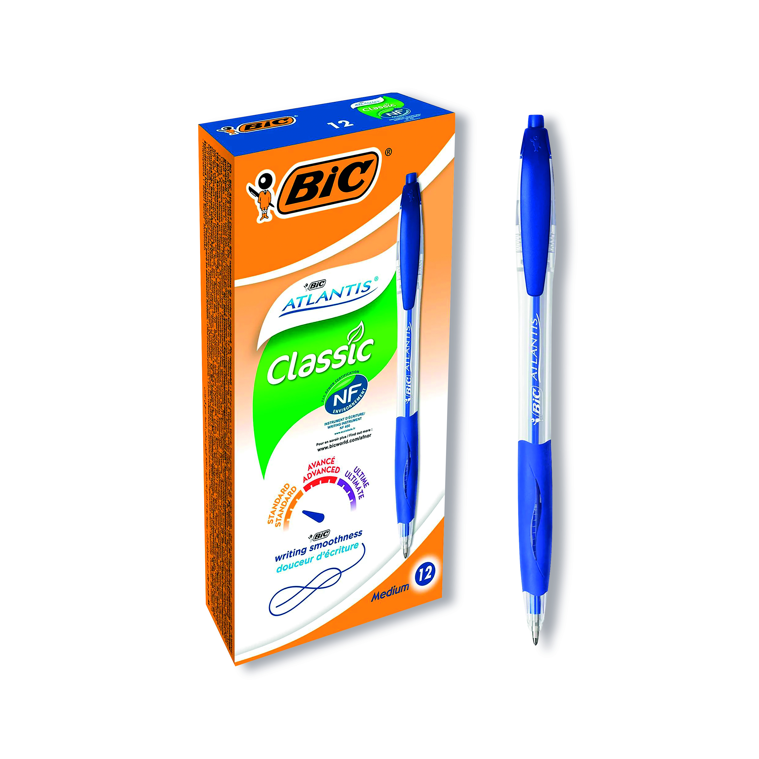 Bic+Atlantis+Ballpoint+Pen+Medium+Blue+Pack+of+12+933975