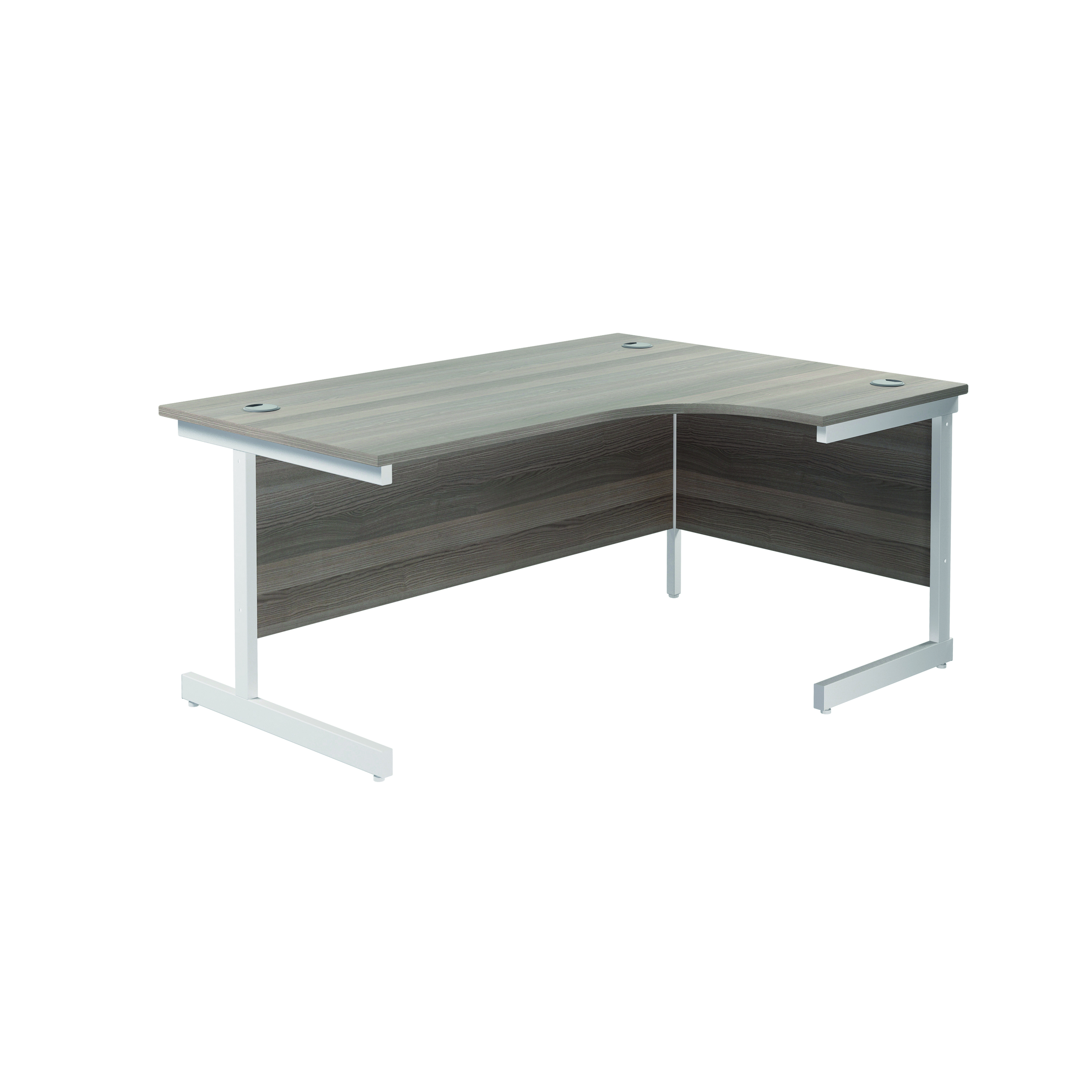Jemini+Radial+Right+Hand+Cantilever+Desk+1600x1200x730mm+Grey+Oak+KF801917