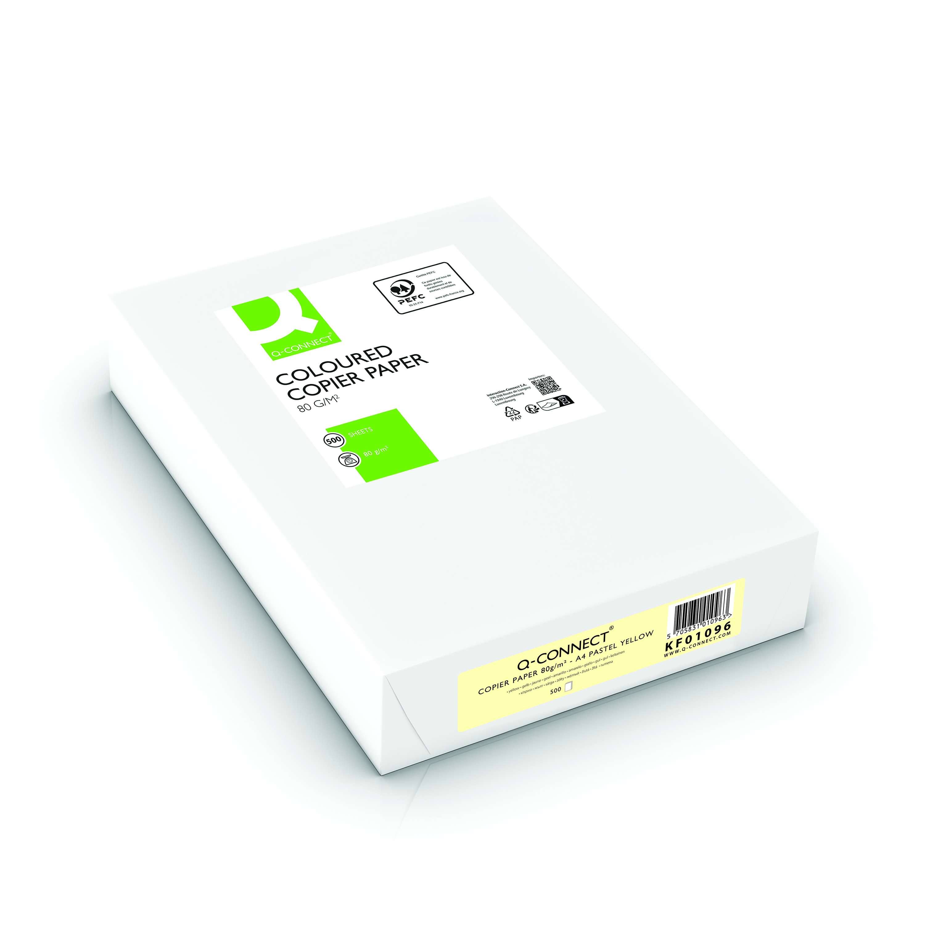 Q-Connect+Yellow+A4+Copier+Paper+80gsm+Ream+%28Pack+of+500%29+KF01096