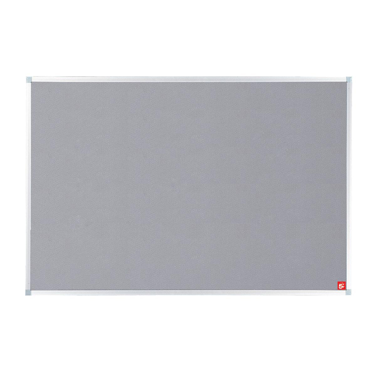 5+Star+Office+Felt+Noticeboard+with+Fixings+and+Aluminium+Trim+1200x900mm+Grey
