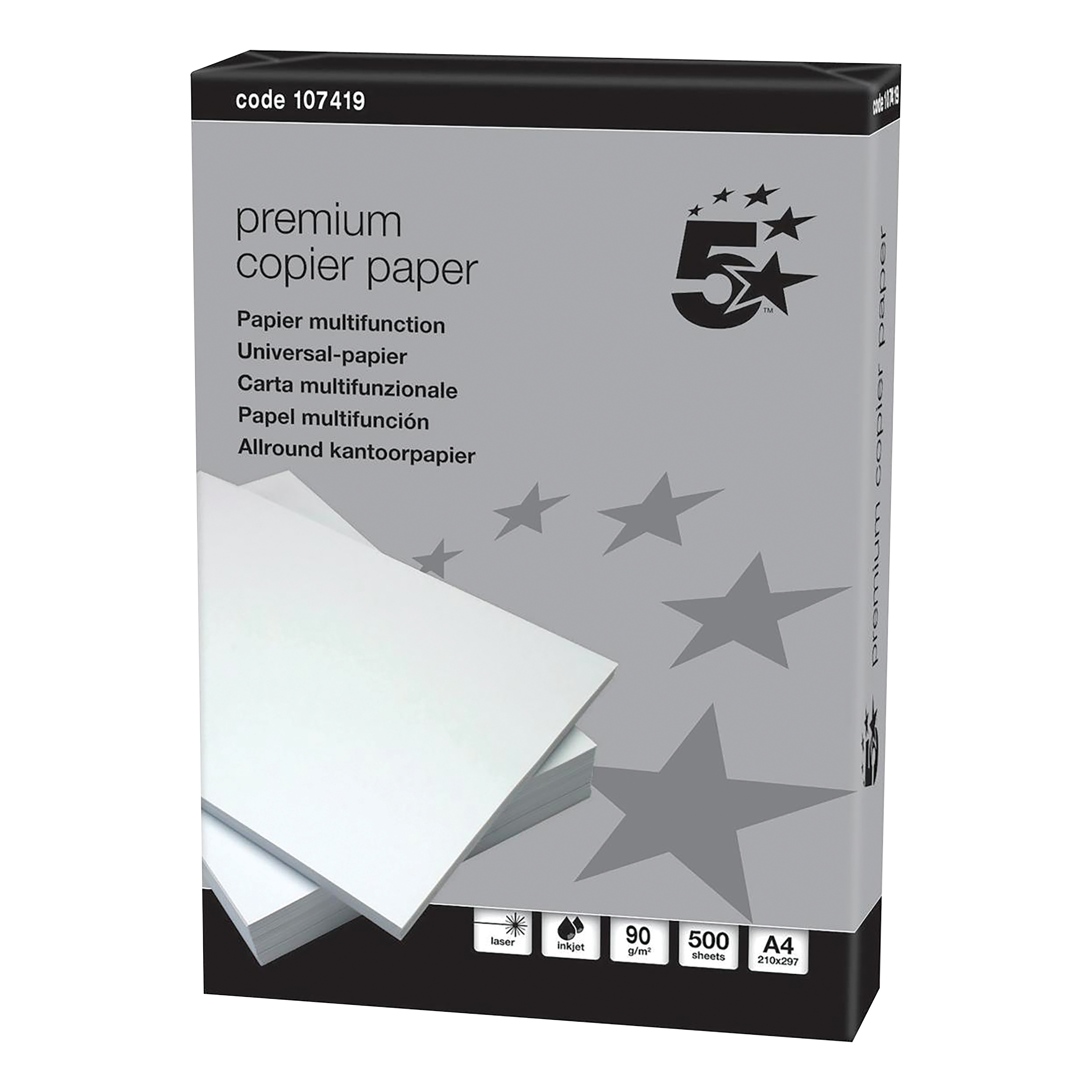 5+Star+Premium+Copier+Paper+A4+90gsm+White+Ream-Wrapped+%28Pack+of+2500%29