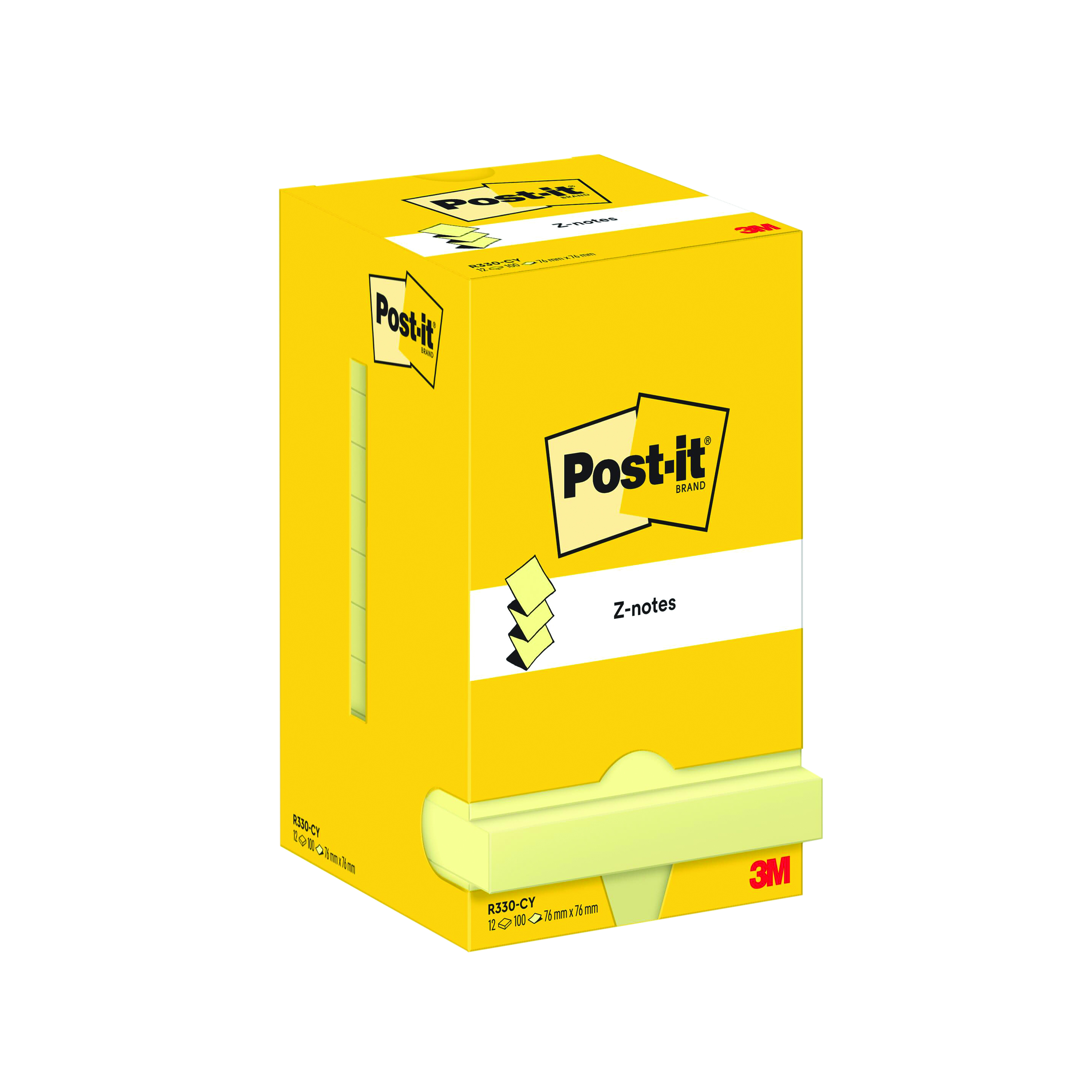 Post-it+Z-Notes+76x76mm+100+Sheets++Cardboard+Packaging+Canary+Yellow+%28Pack+of+12%29+R330-CY