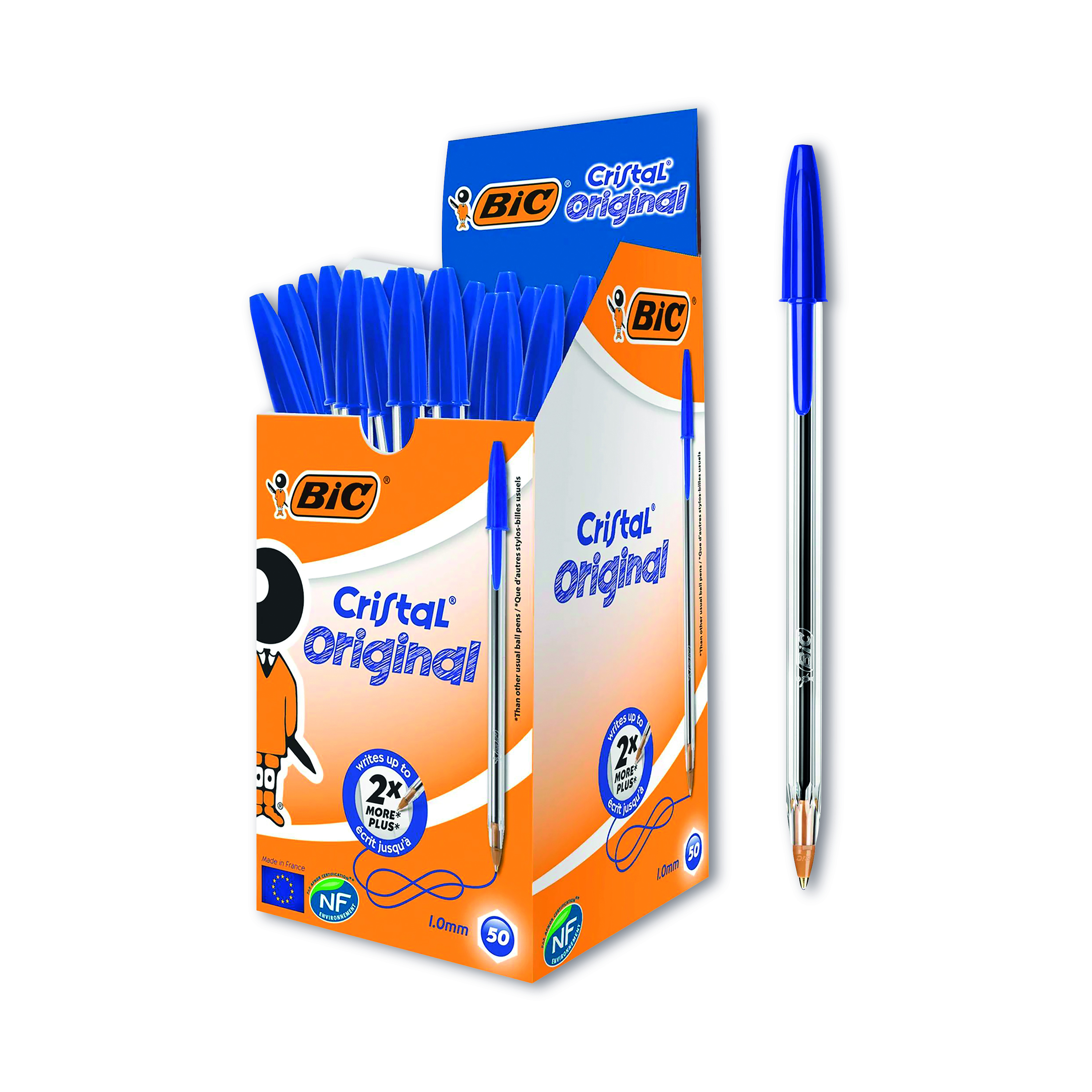 Bic+Cristal+Ballpoint+Pen+Medium+Blue+Pack+of+50+8373602