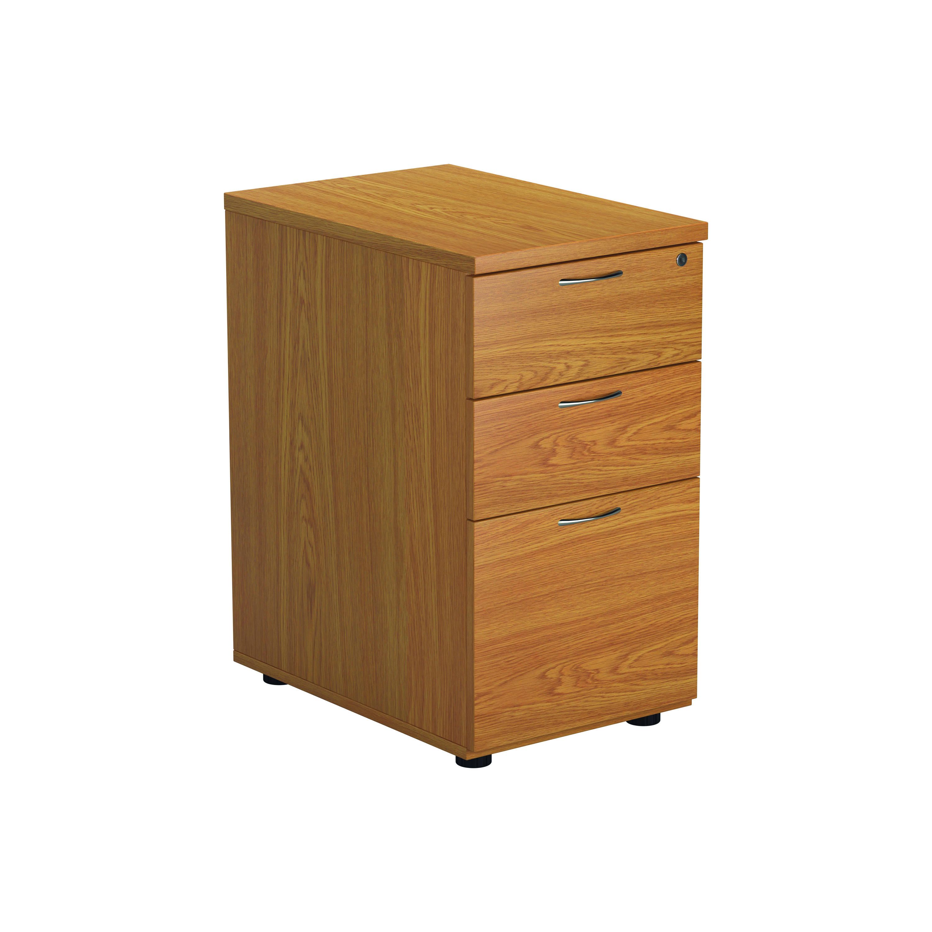 Jemini+3+Drawer+Desk+High+Pedestal+404x600x730mm+Nova+Oak+KF79858