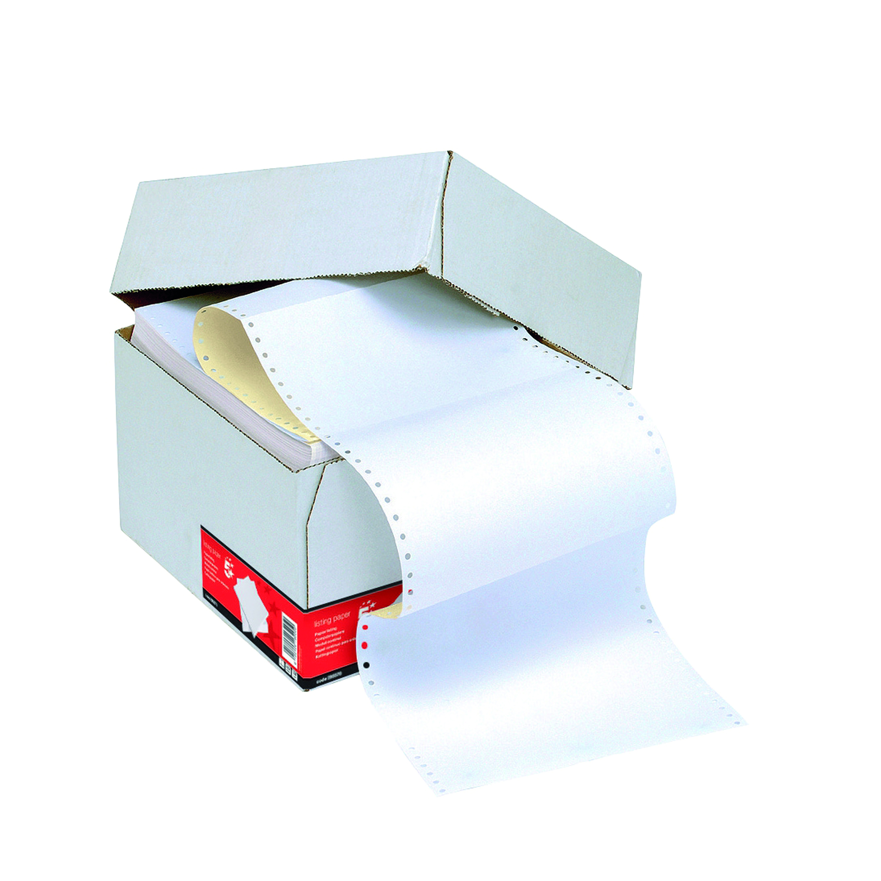 5+Star+Office+Listing+Paper+2-Part+Carbonless+NCR+Micro-perforated+A4+White%2FYellow+%28Pack+of+1000%29