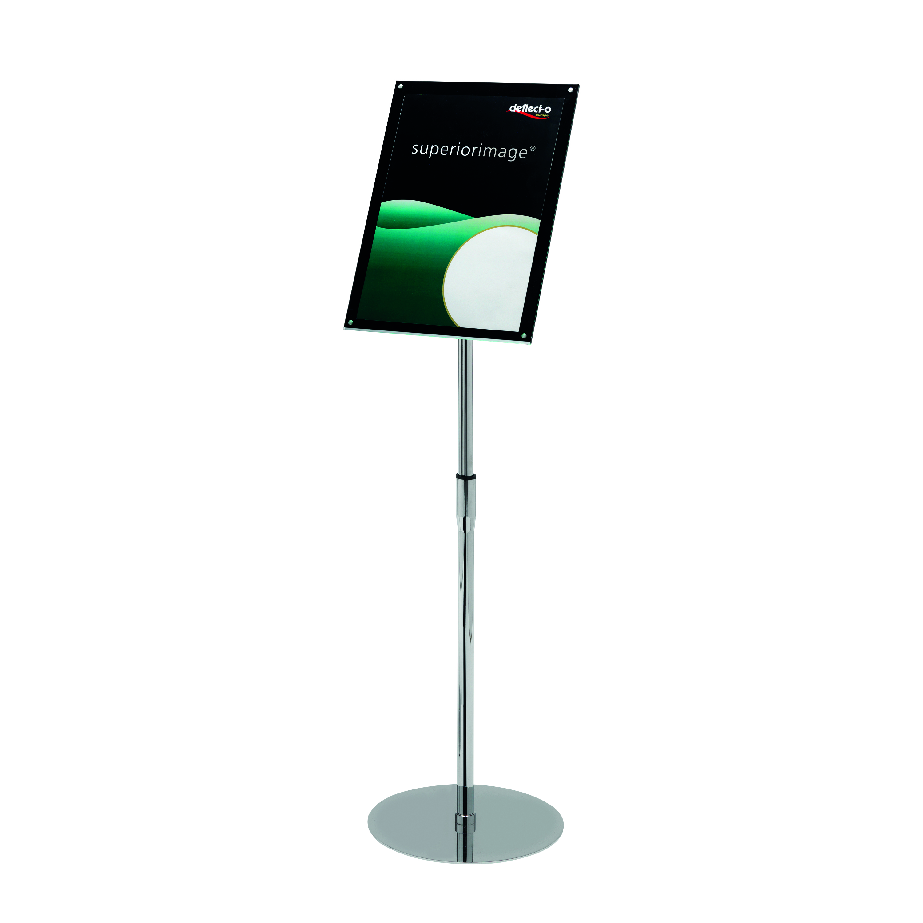 Deflecto+Chrome+Bevelled+Floor+Sign+Holder+A3+DE790645