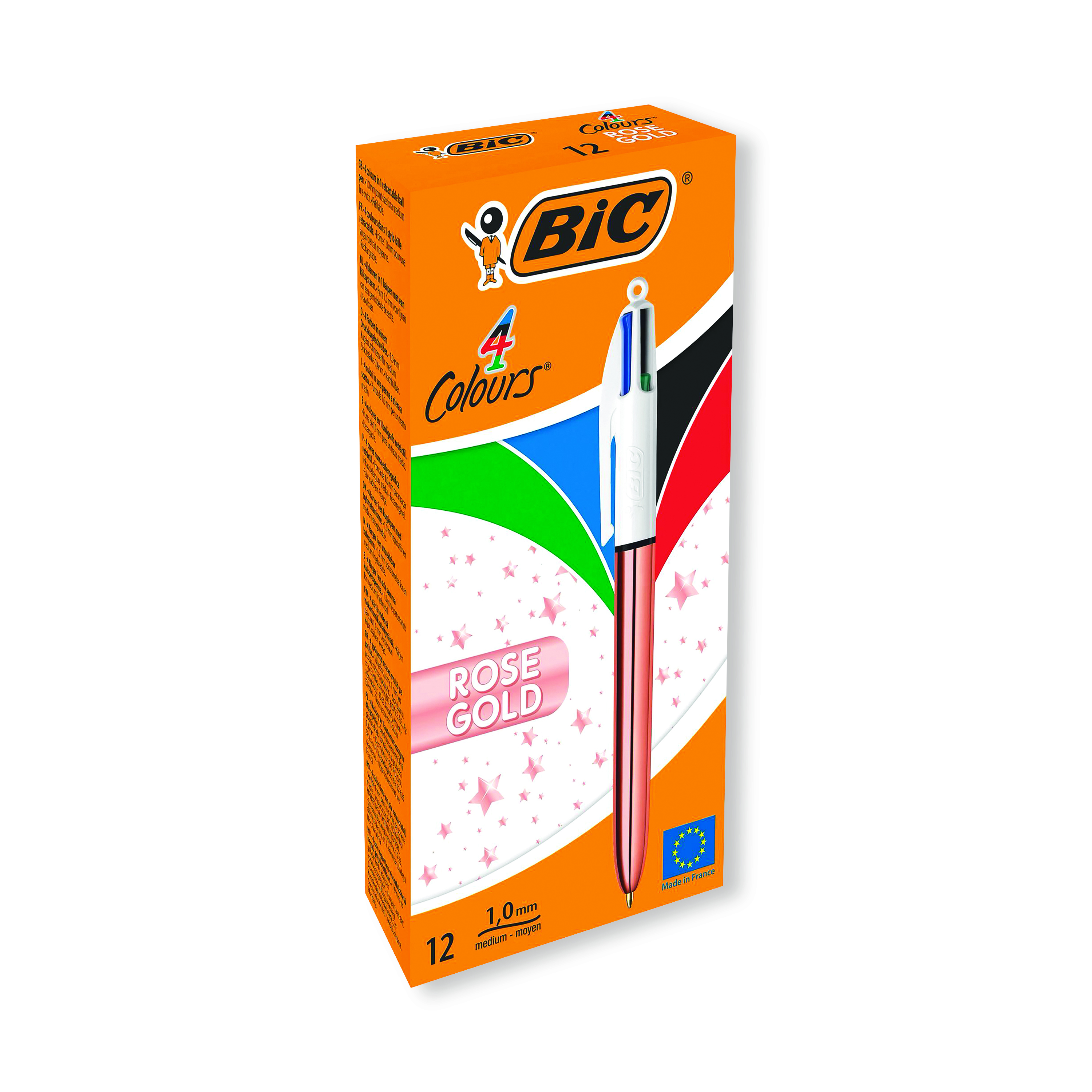 Bic+4+Colours+Retractable+Ballpoint+Pen+Rose+Gold+%28Pack+of+12%29+951737
