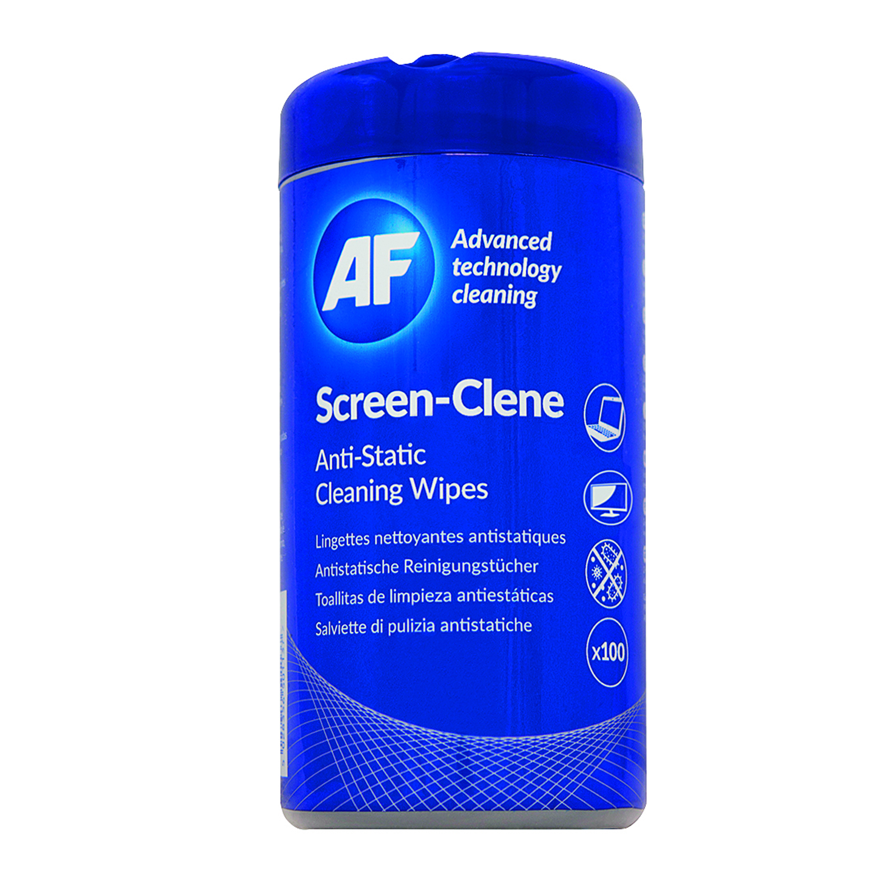 AF+Screen-Clene+Anti-Static+Screen+Wipes+Tub+%28Pack+of+100%29+ASCR100T