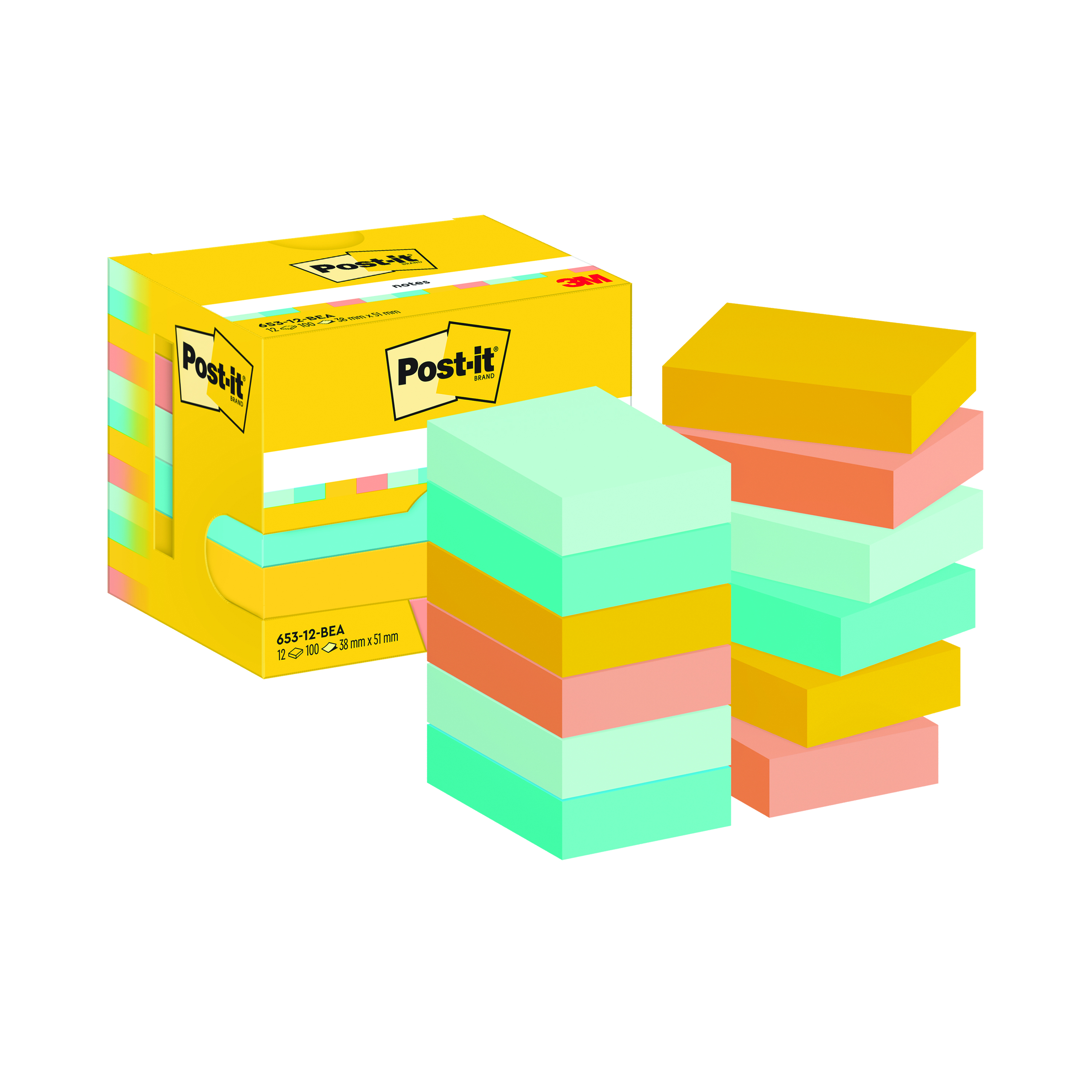 Post-it++38x51mm+100+Sheets+Cardboard+Packaging+Beachside+%28Pack+of+12%29+7100259449