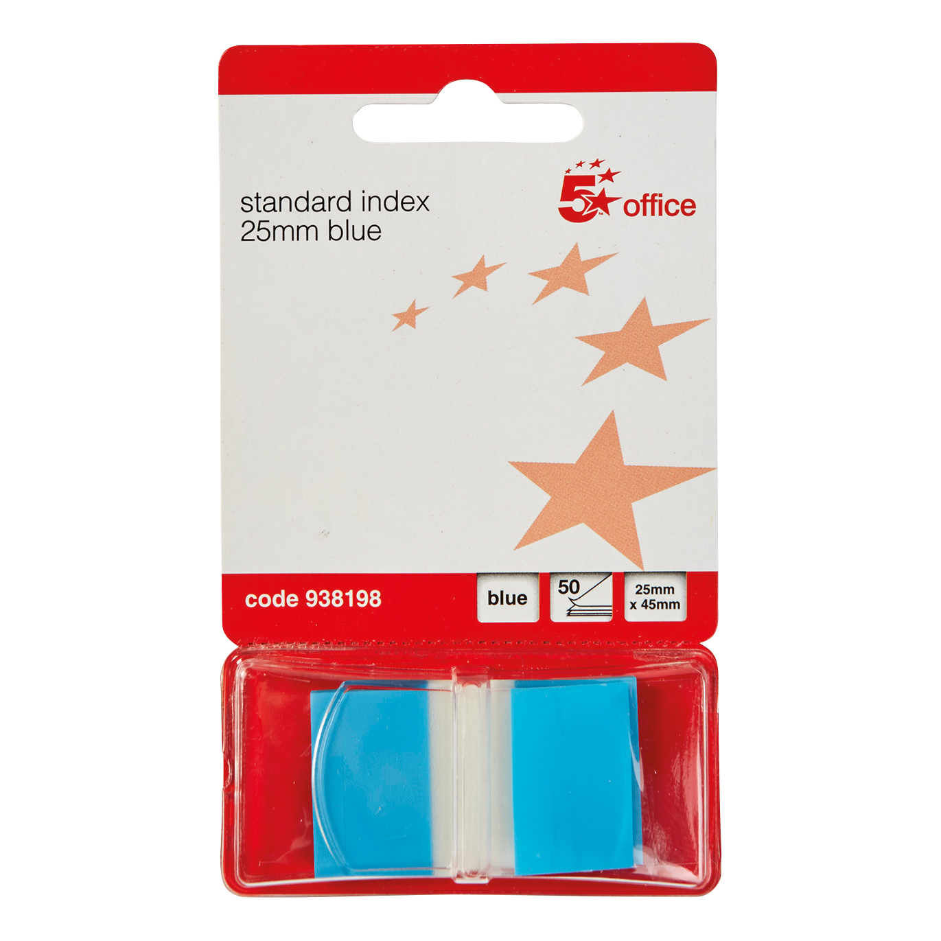 5+Star+Office+Standard+Index+Flags+25x45mm+Blue+%28Pack+of+5%29