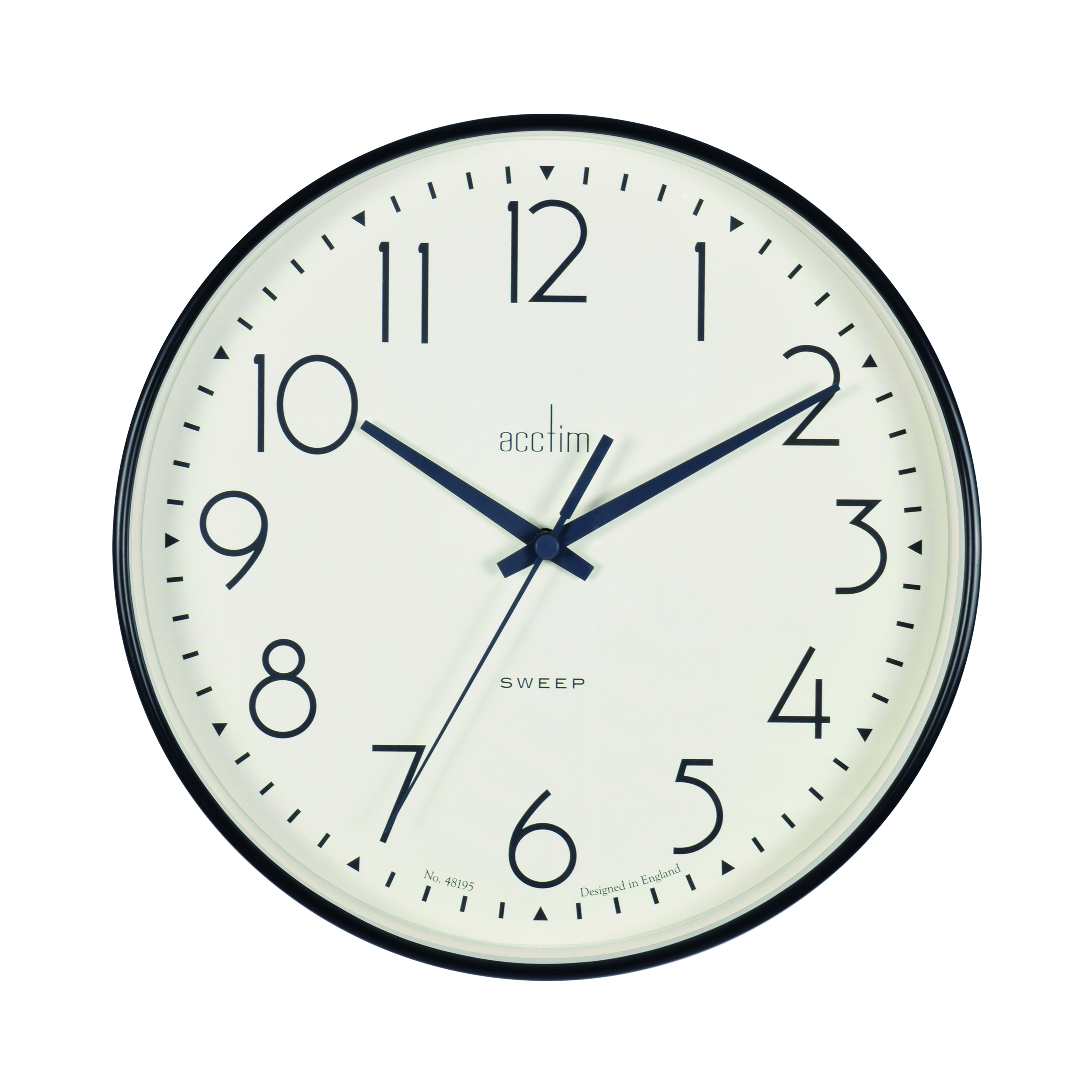 Acctim+Earl+Wall+Clock+Non+Ticking+Sweep+Seconds+Hand+250mm+Diameter+Black+22563