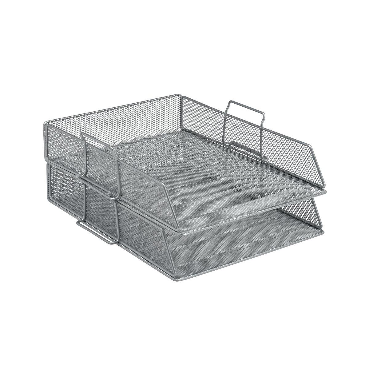 5+Star+Office+Mesh+Letter+Tray+Scratch+Resistant+Stackable+Front+Load+Portrait+Foolscap+Silver