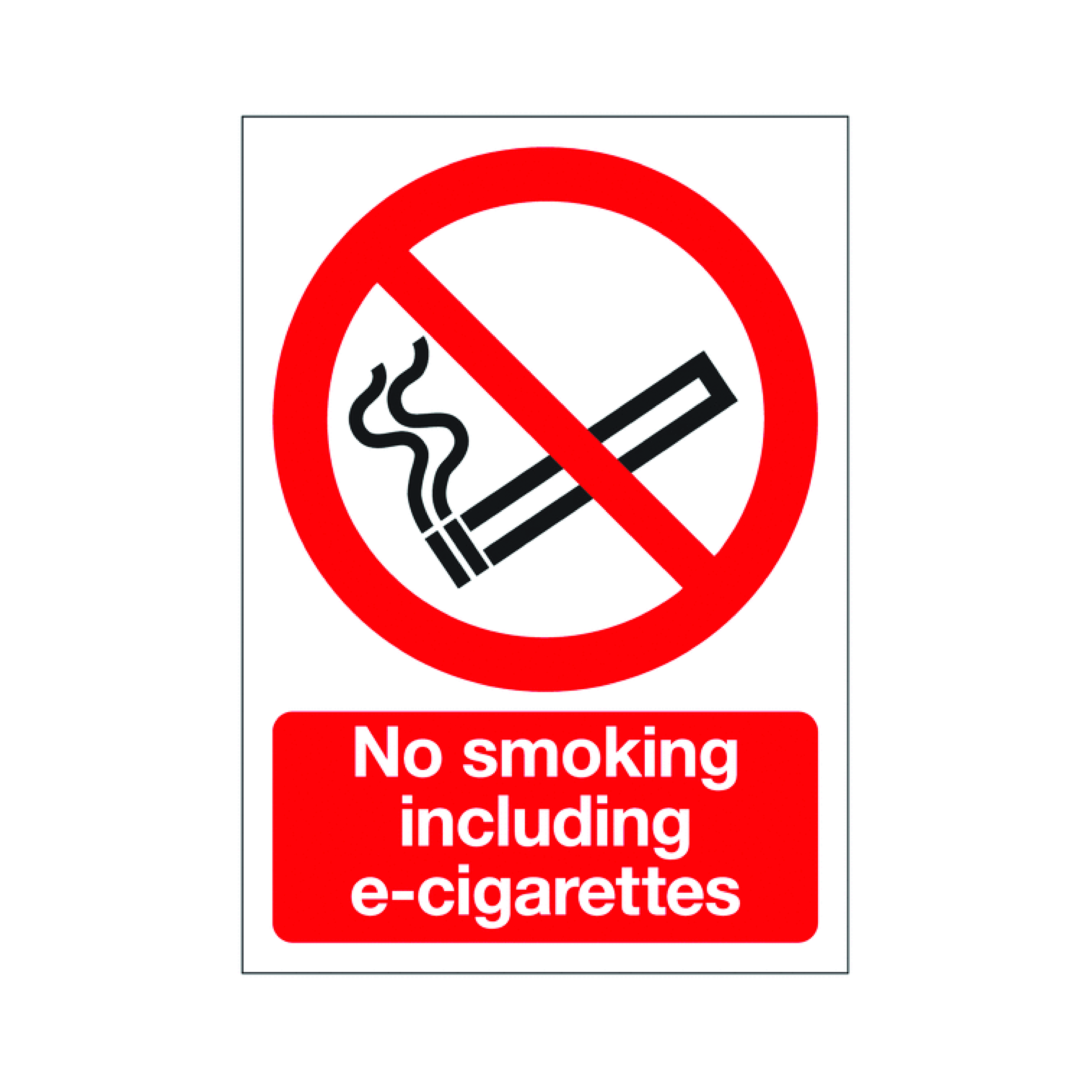 Signs+and+Labels+No+Smoking+Including+E-Cigarettes+Sign+Rigid+Plastic+210x148mm+EL008A5RP