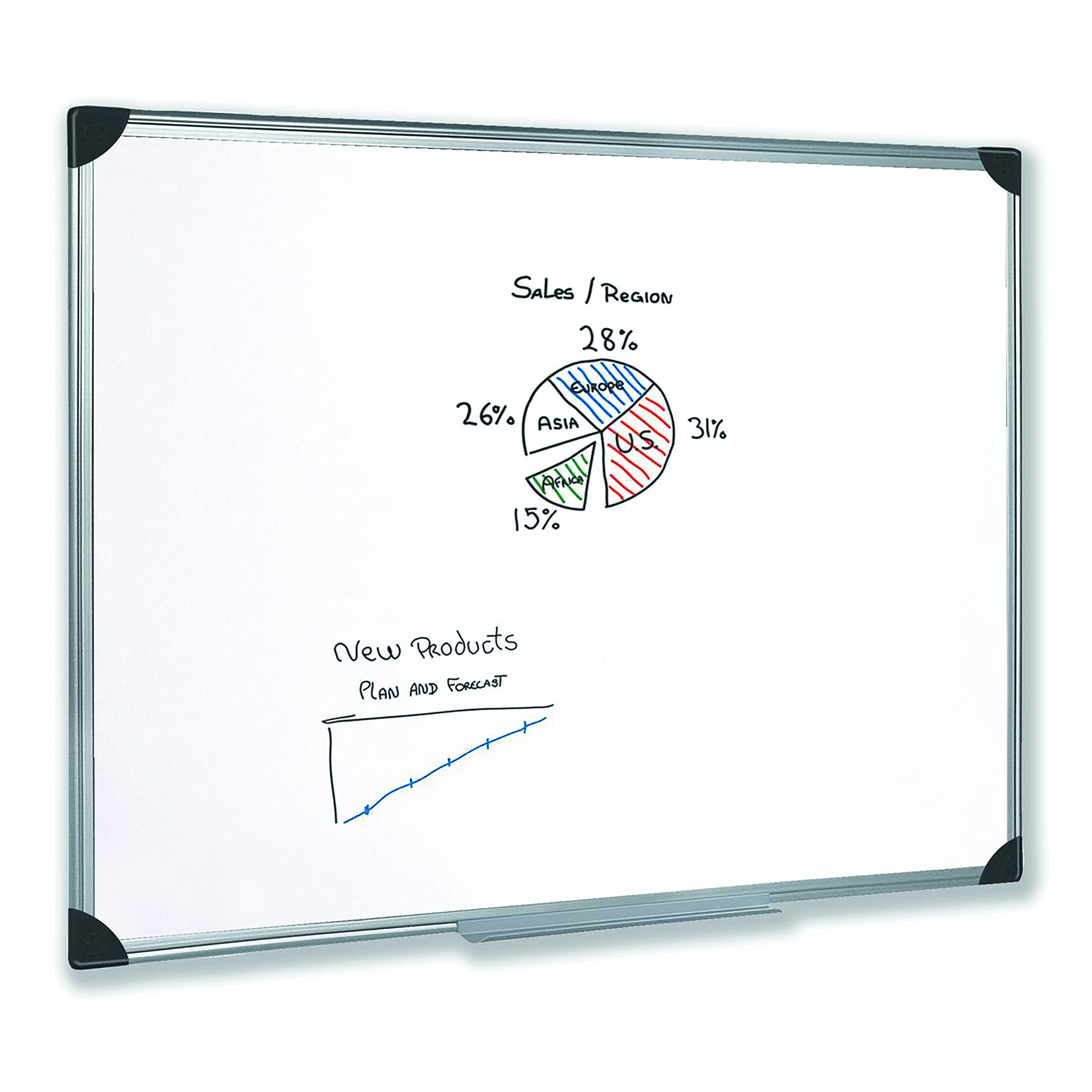 5+Star+Whiteboard+Drywipe+Magnetic+with+Pen+Tray+and+Aluminium+Trim+1200x900mm+908441