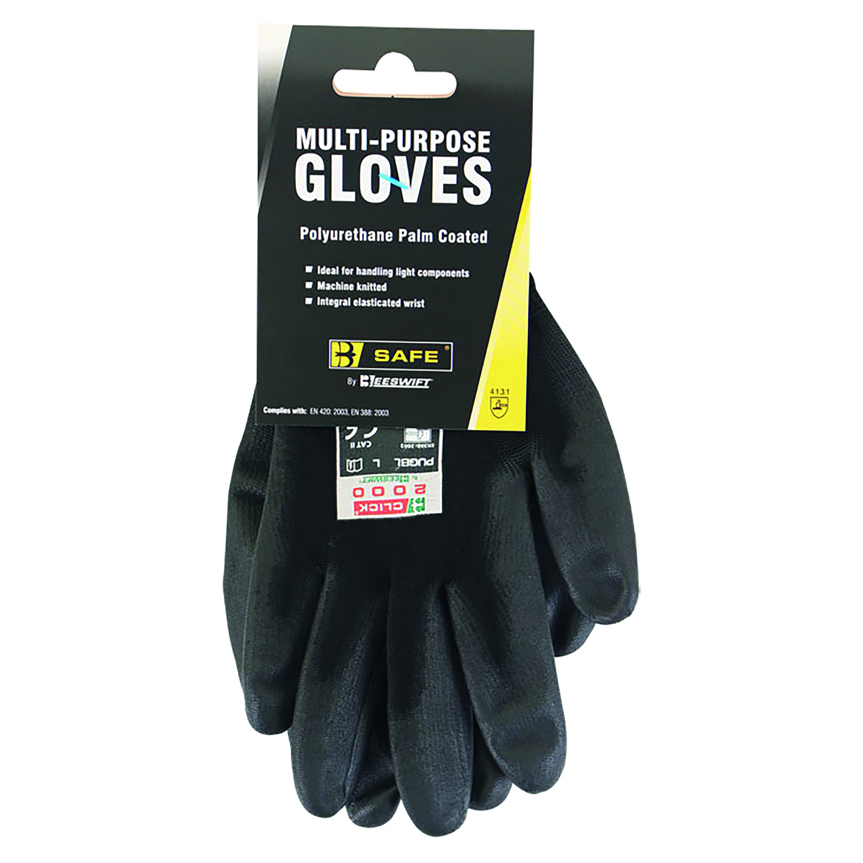 Beeswift+Multipurpose+PU+Palm+Coated+Gloves+1Pr+Black+XL+BS043BLXL