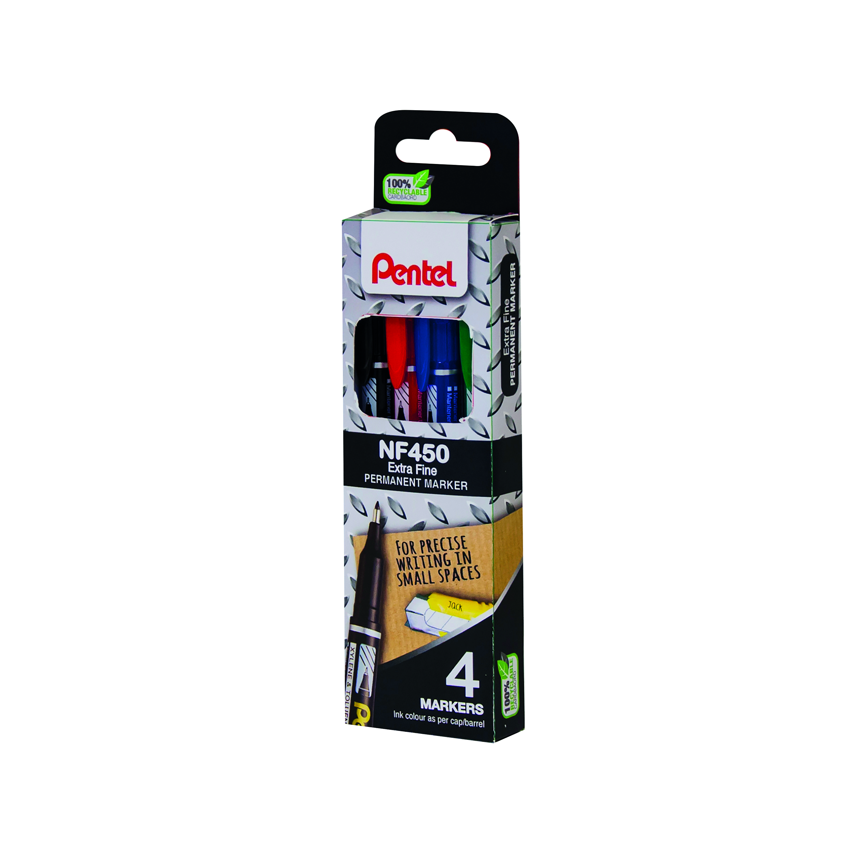 Pentel+Permanent+Marker+Fine+Assorted+%28Pack+of+4%29+YNF450%2F4-M