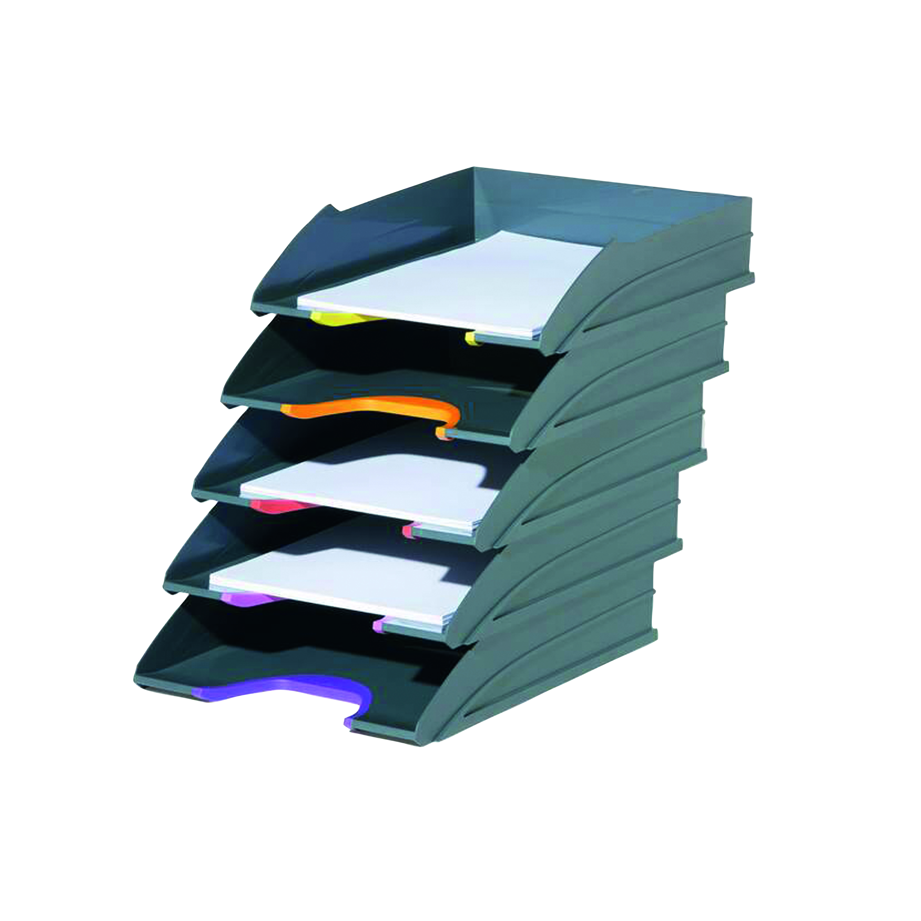 Durable+Letter+Tray+Set+of+5+VARICOLOR+Anthracite+Grey+770557