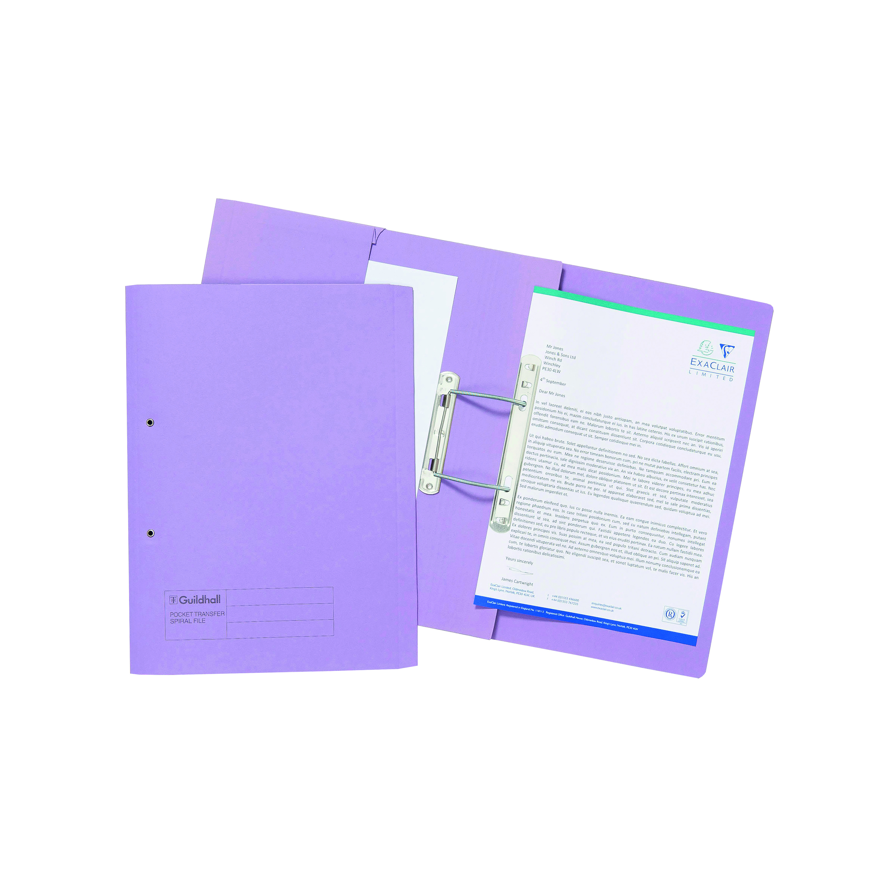 Exacompta+Guildhall+Transfer+Spiral+Pocket+File+315gsm+Foolscap+Mauve+%28Pack+of+25%29+349-MVEZ
