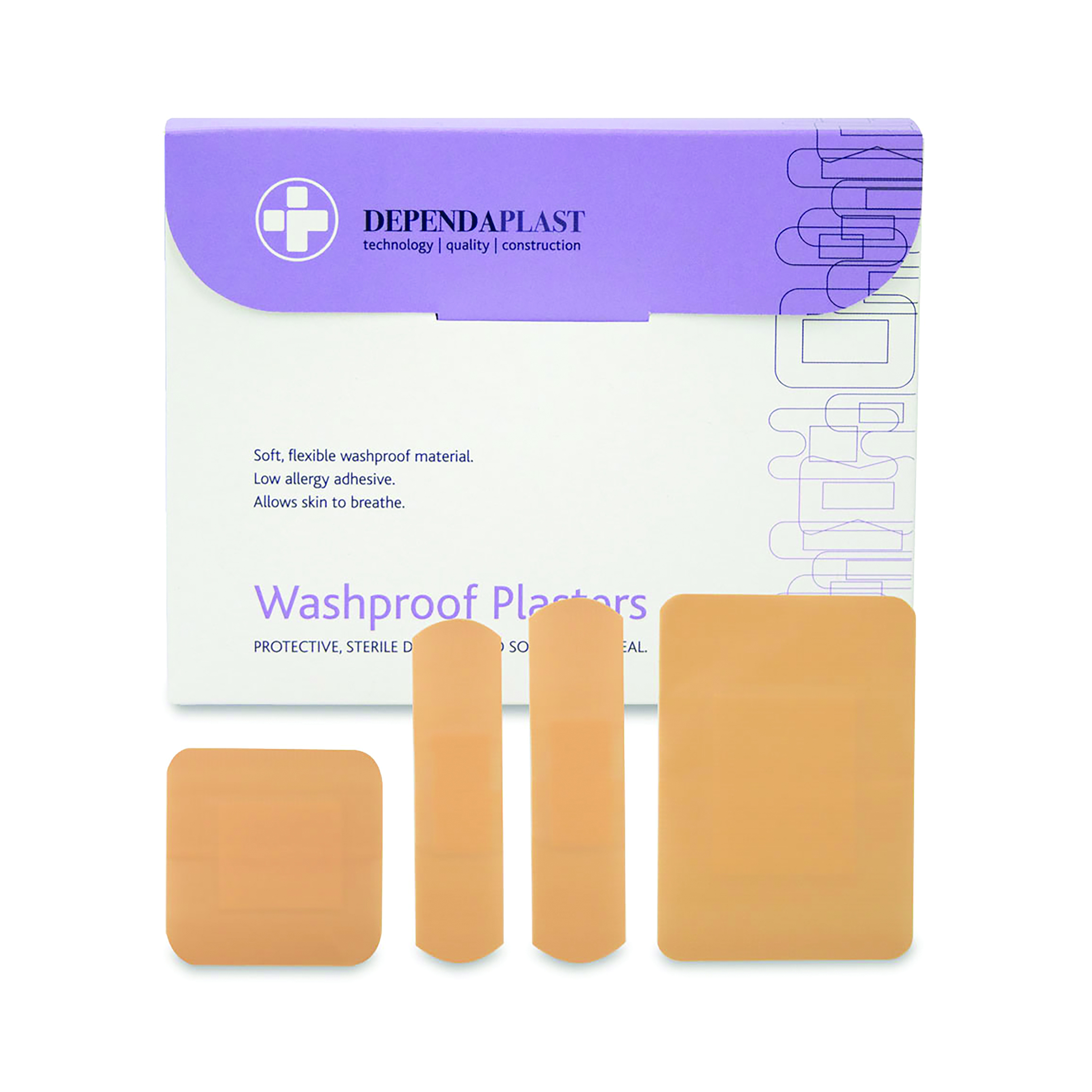 Reliance+Medical+Dependaplast+Washproof+Plasters+Assorted+%28Pack+of+100%29+536