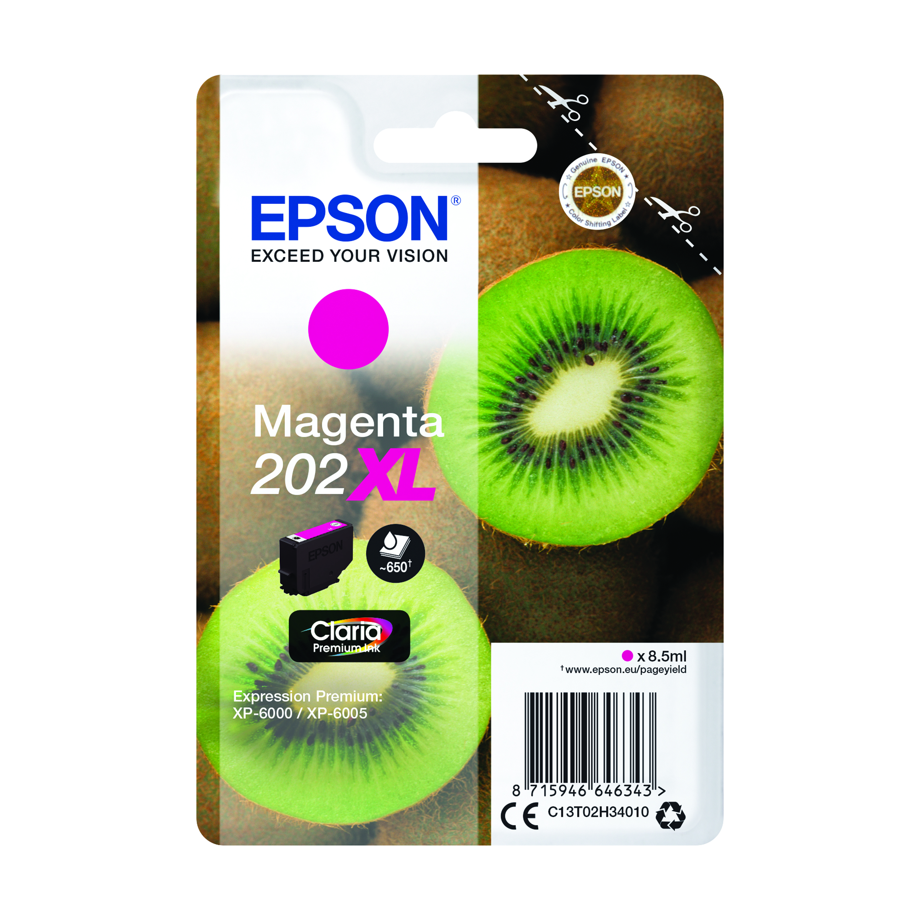 Epson+202XL+Kiwi+Claria+Premium+Ink+Cartridge+High+Yield+Magenta+C13T02H34010
