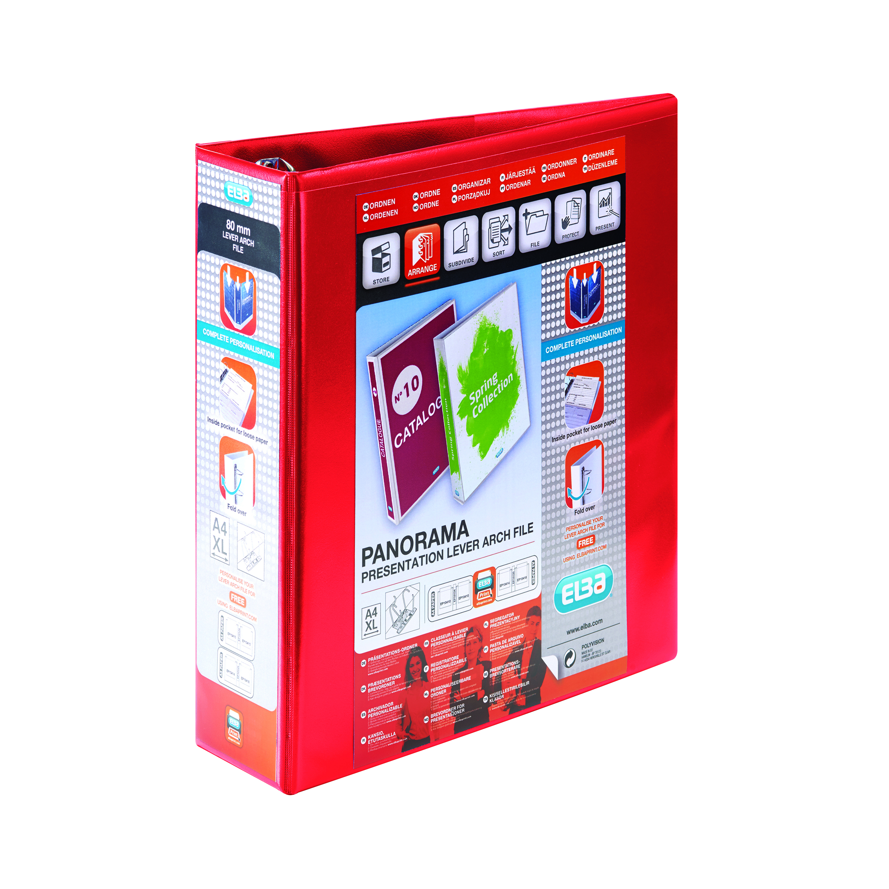 Elba+Panorama+65mm+Presentation+Lever+Arch+File+A4+Red+%285+Pack%29+400008437