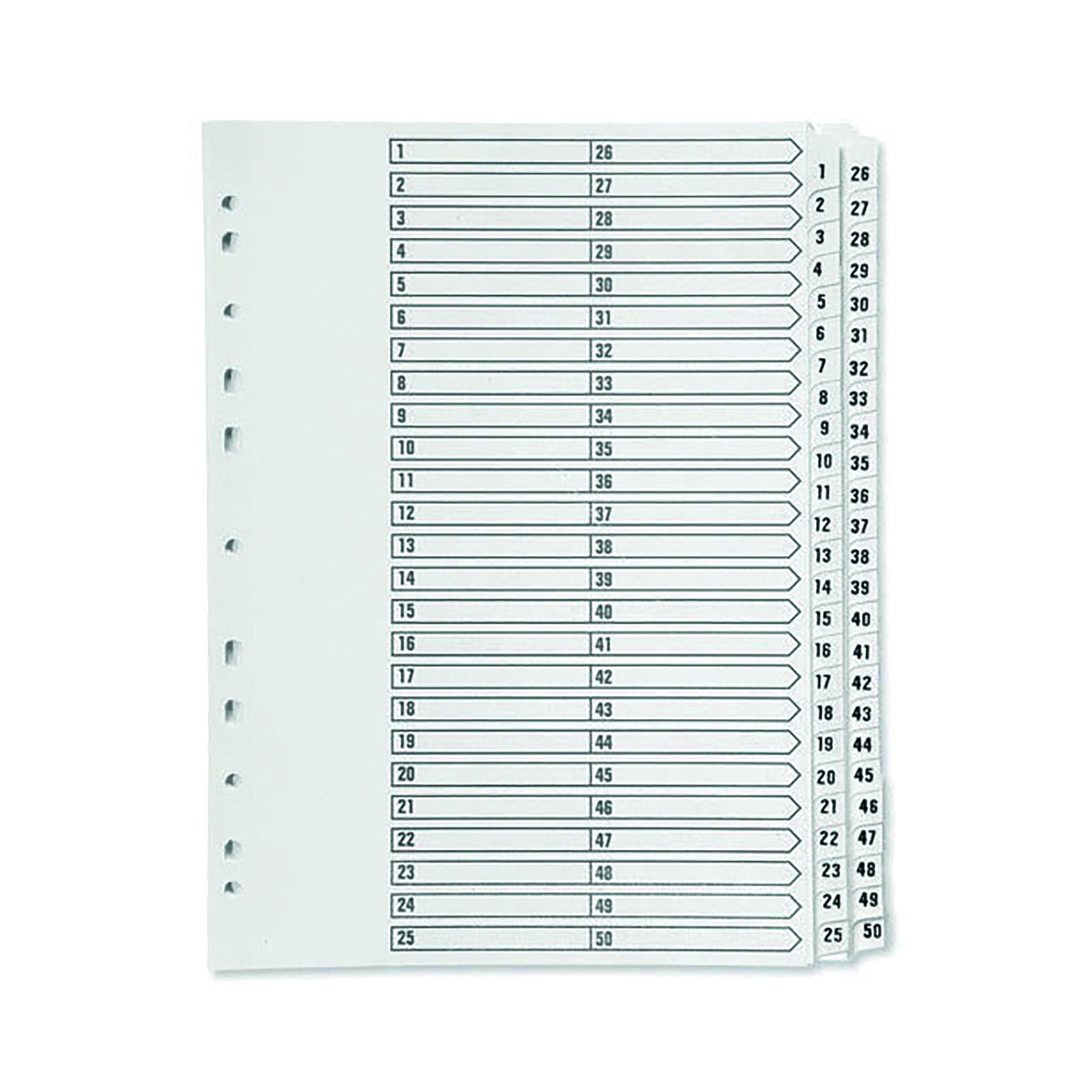 Q-Connect+1-50+Index+Multi-Punched+Reinforced+Board+Clear+Tab+A4+White+KF97057