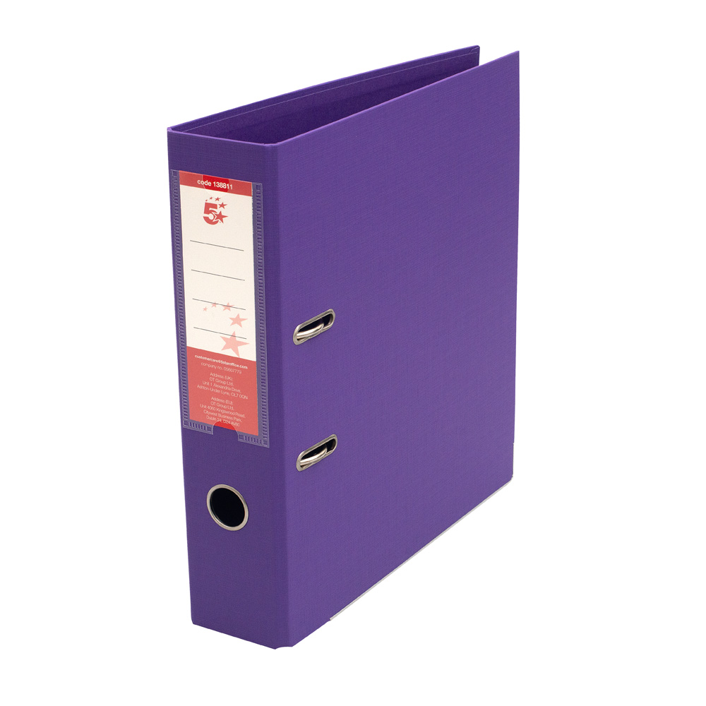 5+Star+Office+Premium+Polypropylene+Lever+Arch+File+A4+Purple+%28Pack+of+10%29