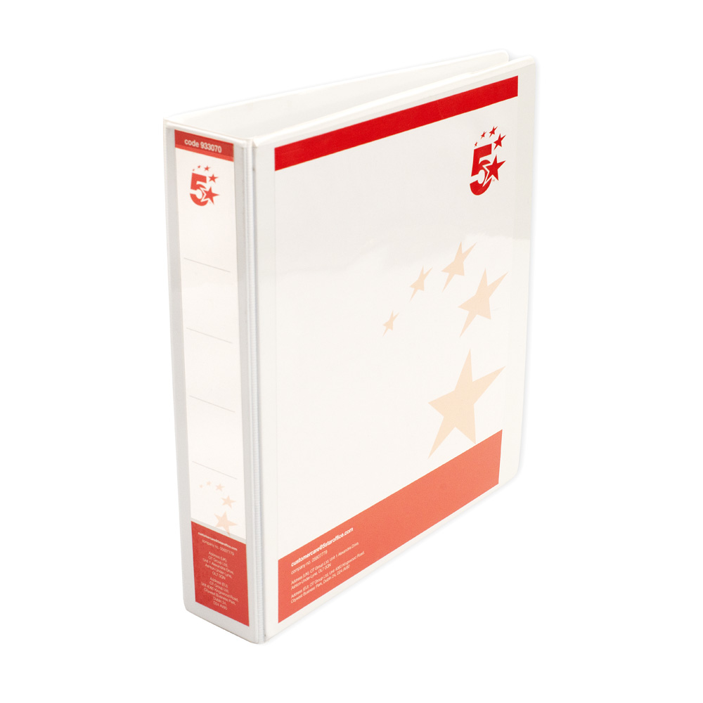 5+Star+Office+A4+Presentation+Ring+Binder+Polypropylene+38mm+2D-Ring+White+%28Pack+of+10%29