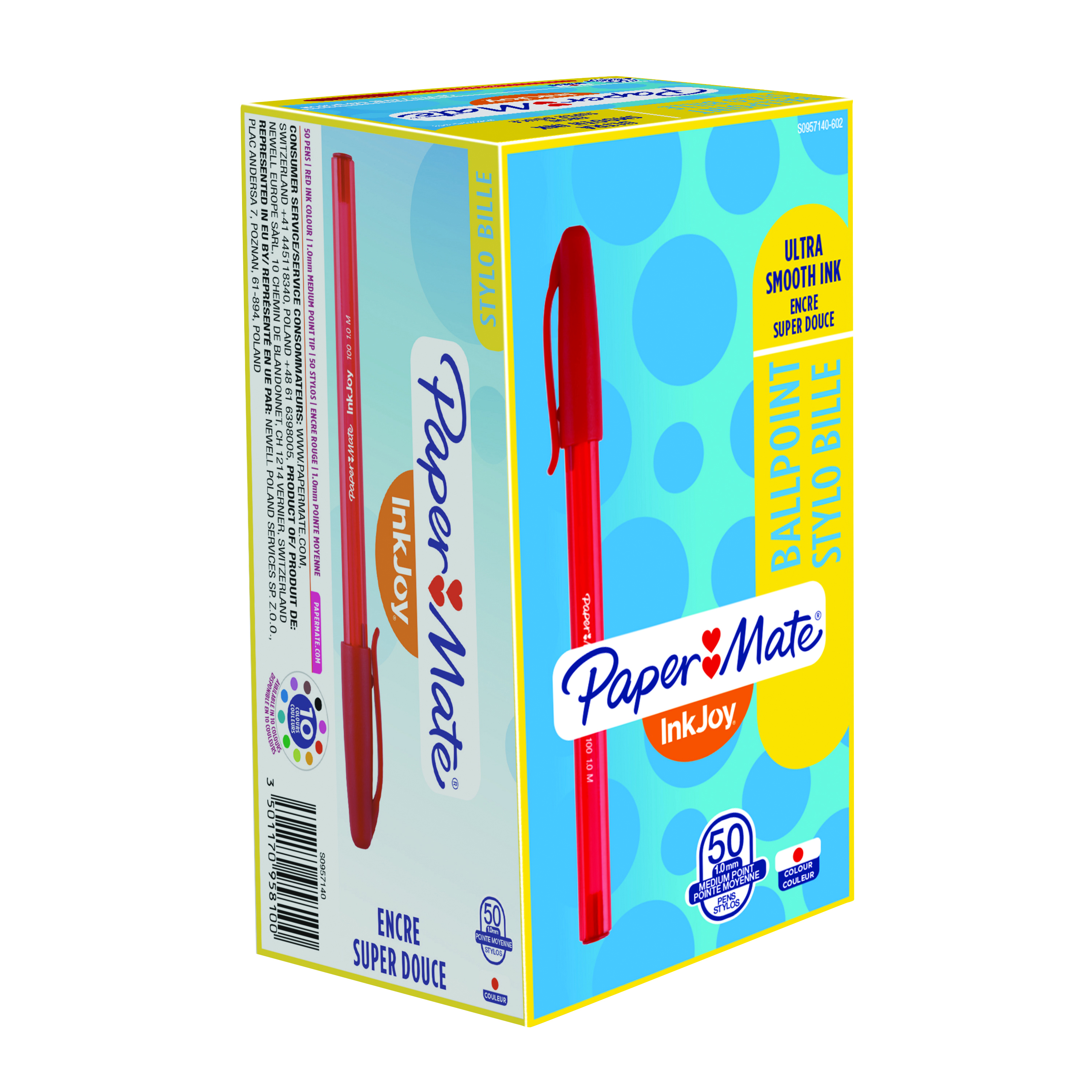 PaperMate+InkJoy+100+Ballpoint+Pen+Medium+Red+%28Pack+of+50%29+S0957140