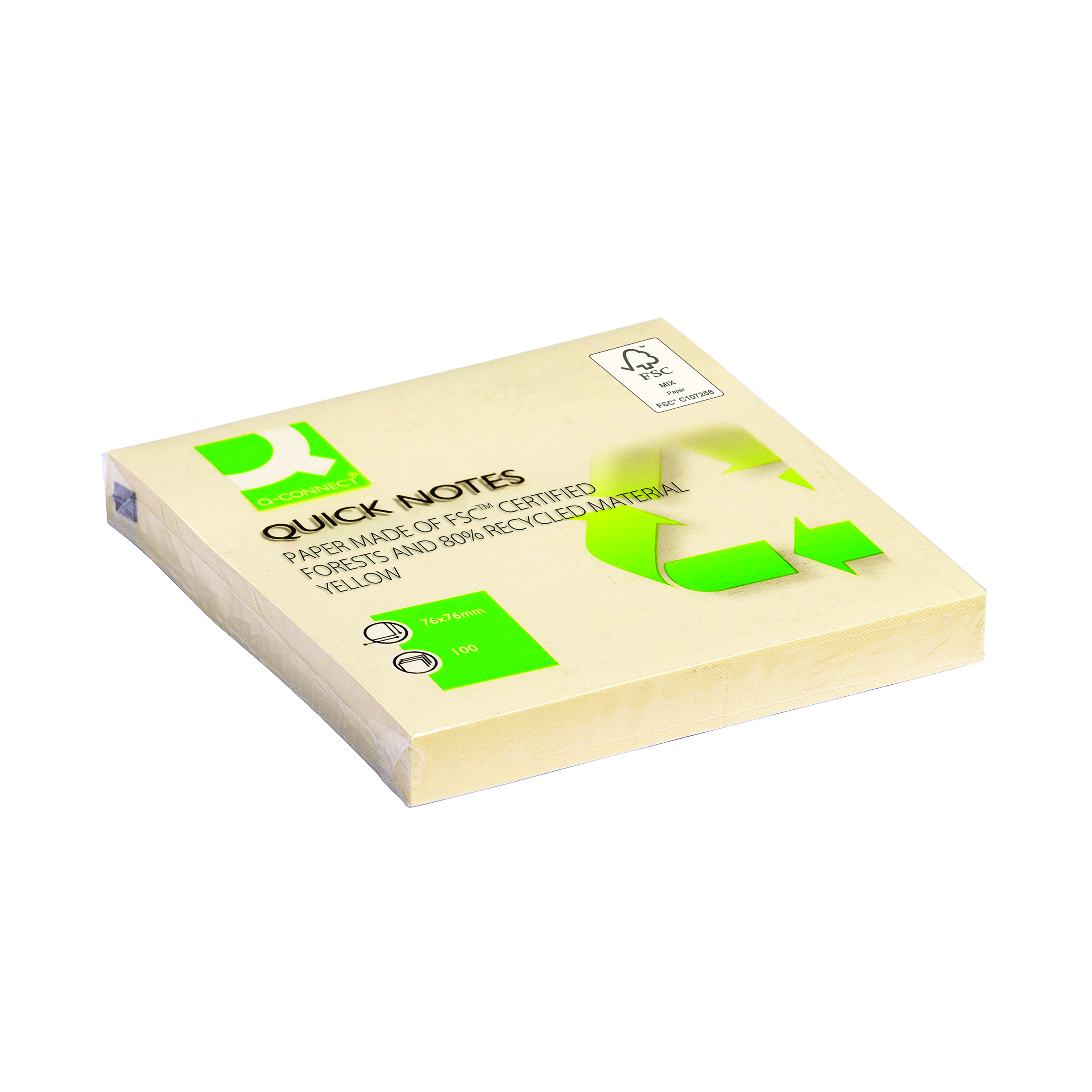 Q-Connect+Quick+Notes+Recycled+76x76mm+Yellow+%28Pack+of+12%29+KF05609