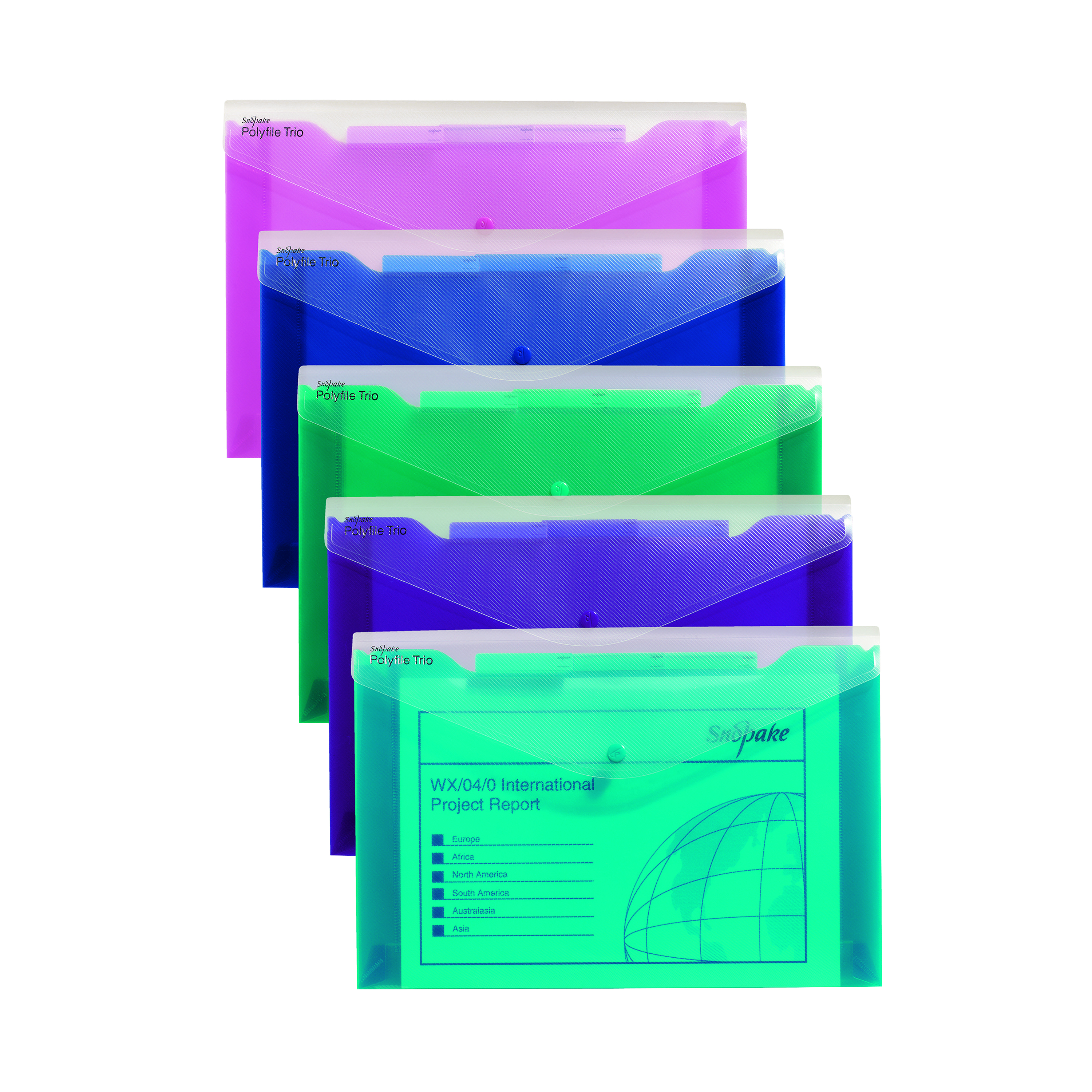 Snopake+Polyfile+Trio+Electra+Assorted+A4+%28Pack+of+5%29+14967