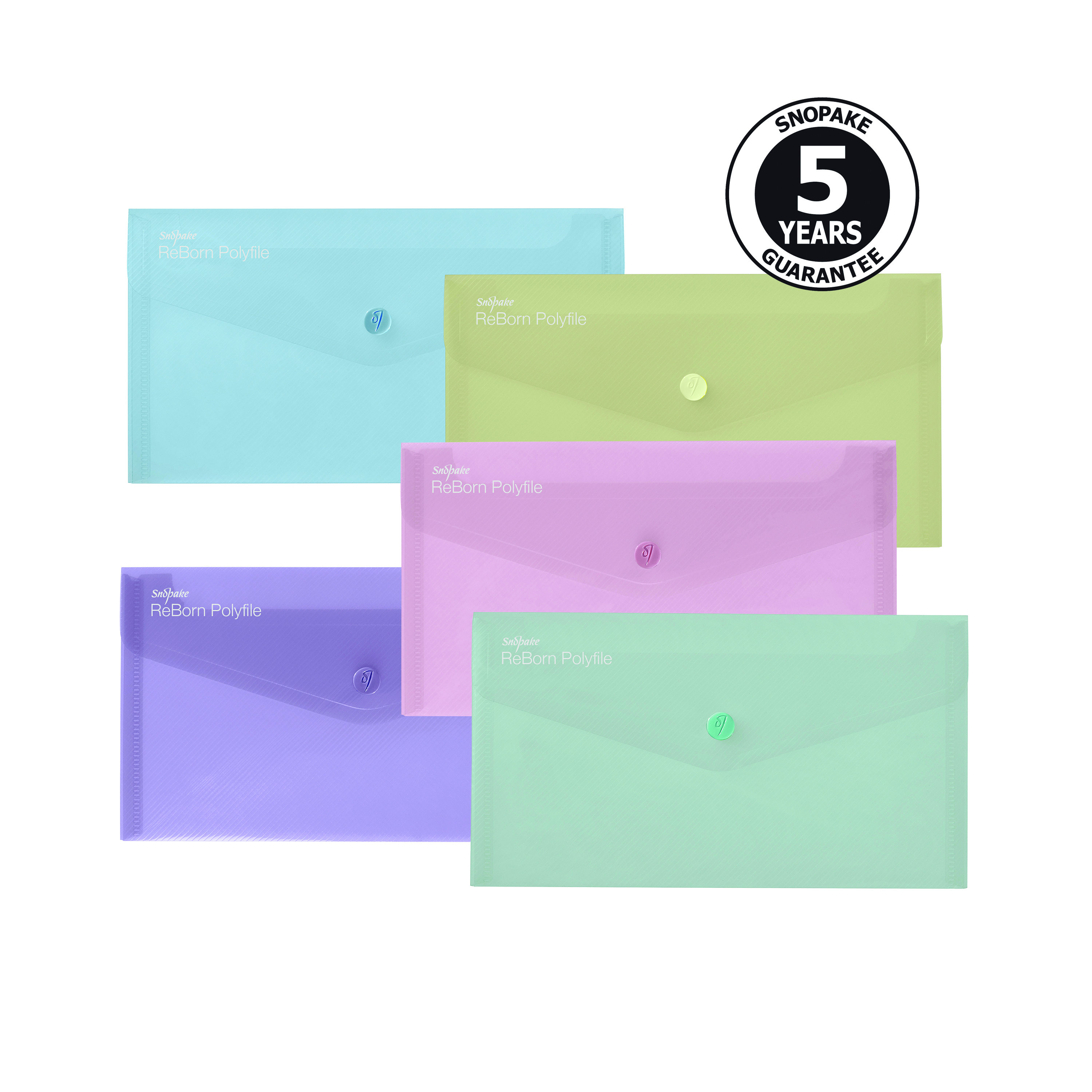 Snopake+Reborn+Polyfile+DL+Assorted+%28Pack+of+5%29+15908