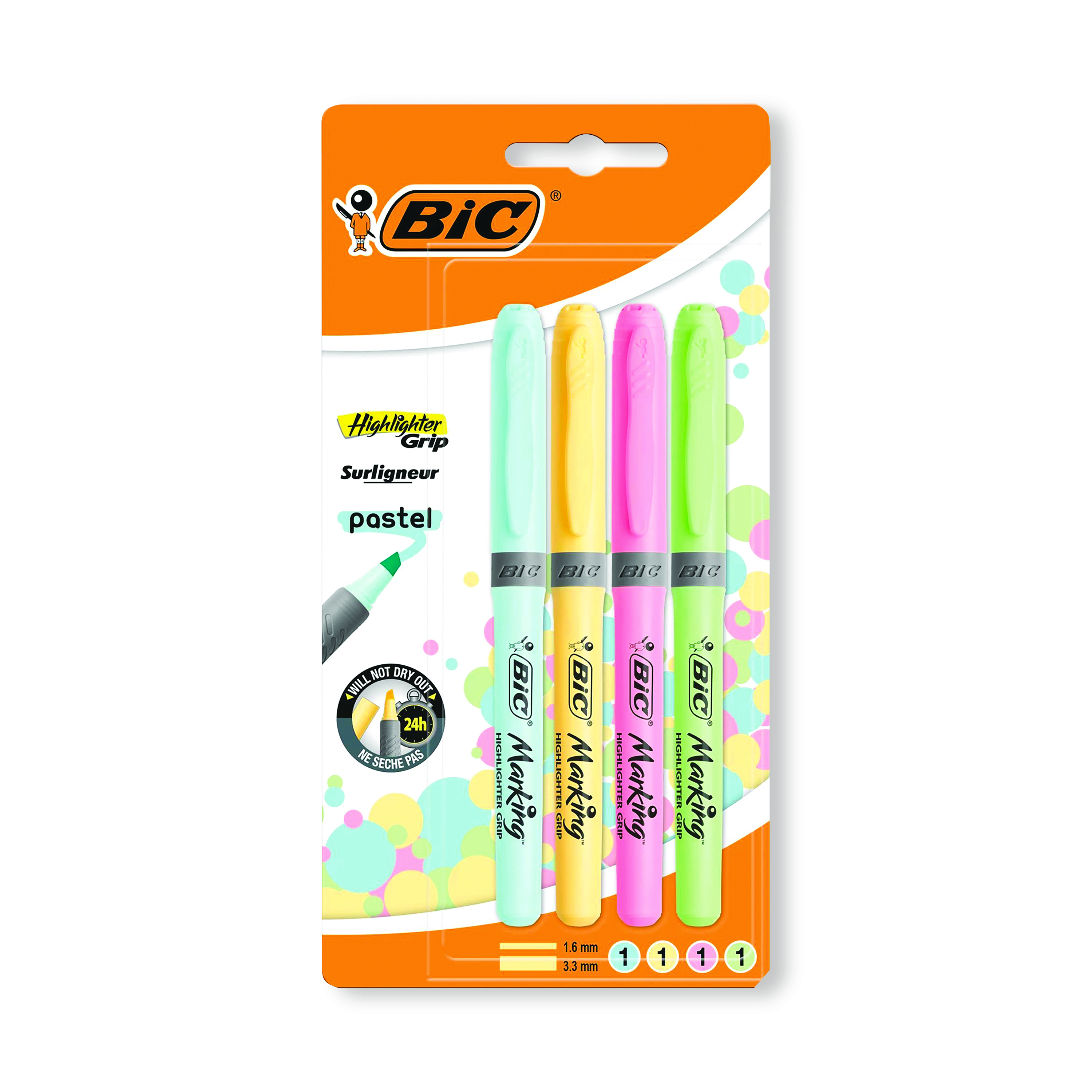 Bic+Highlighter+Grip+Assorted+Pastel+%284+Pack%29+964859