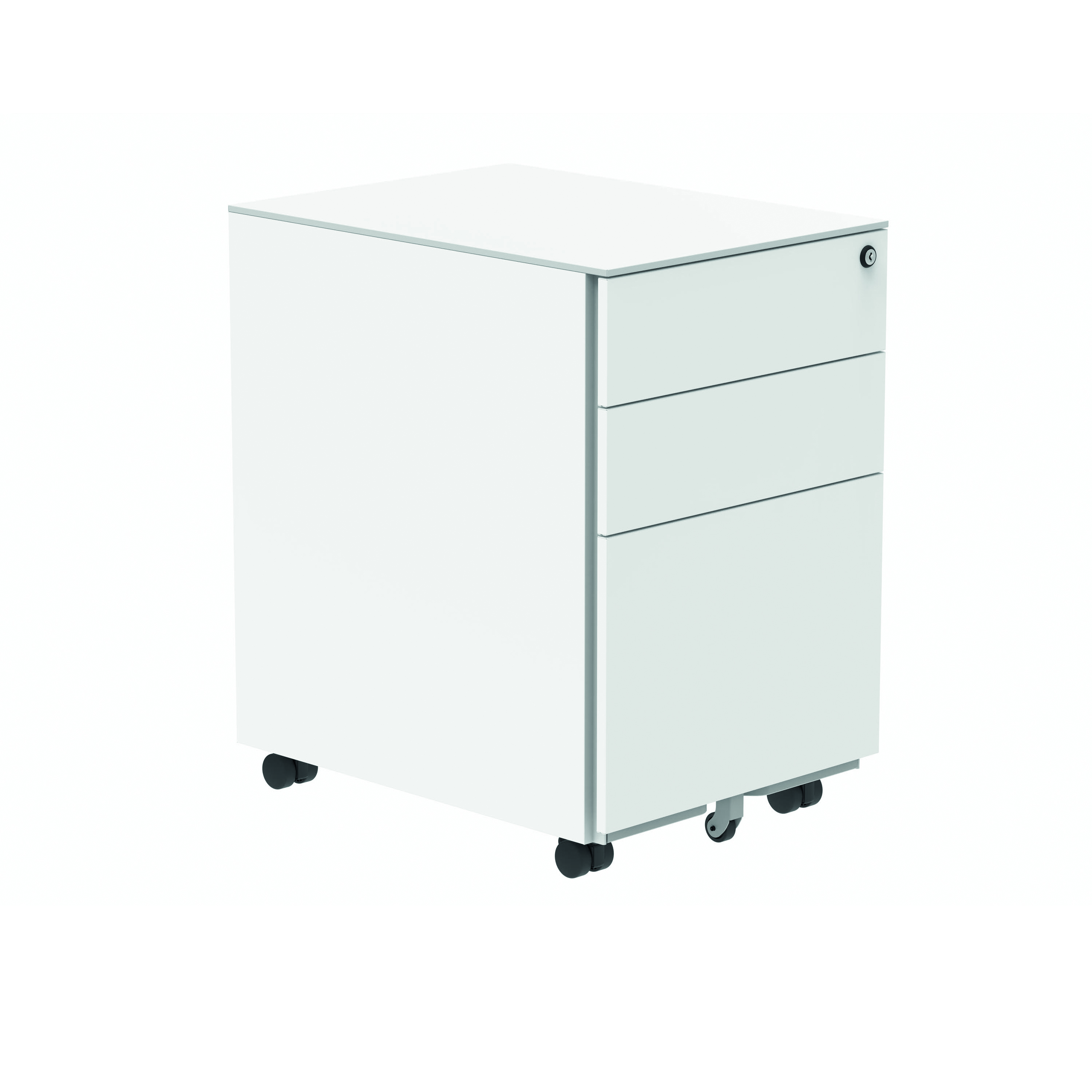 Polaris+3+Drawer+Mobile+Under+Desk+Steel+Pedestal+480x680x580mm+White+KF77907