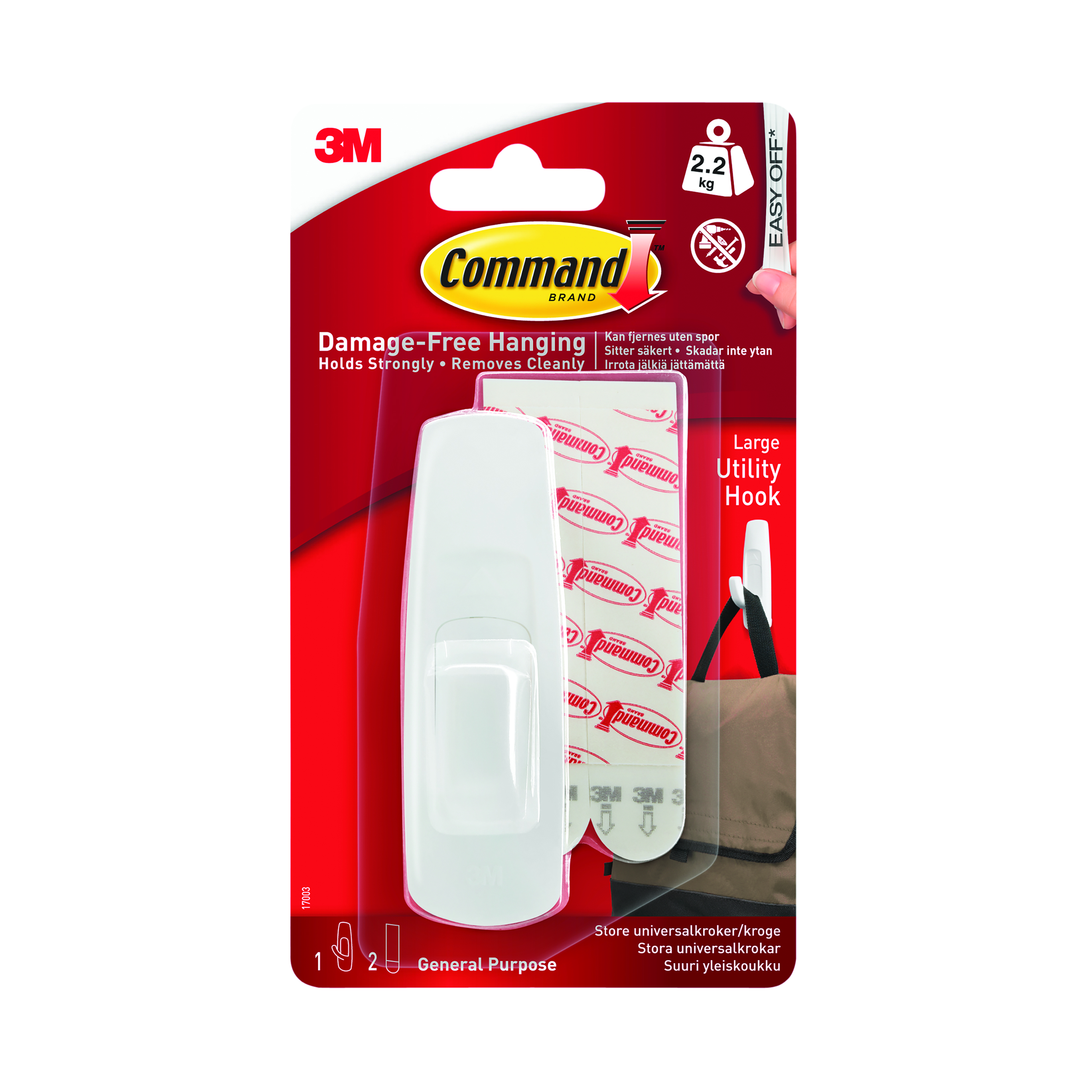 3M+Command+Adhesive+Hook+Large+White+with+Two+Adhesive+Strips+17003