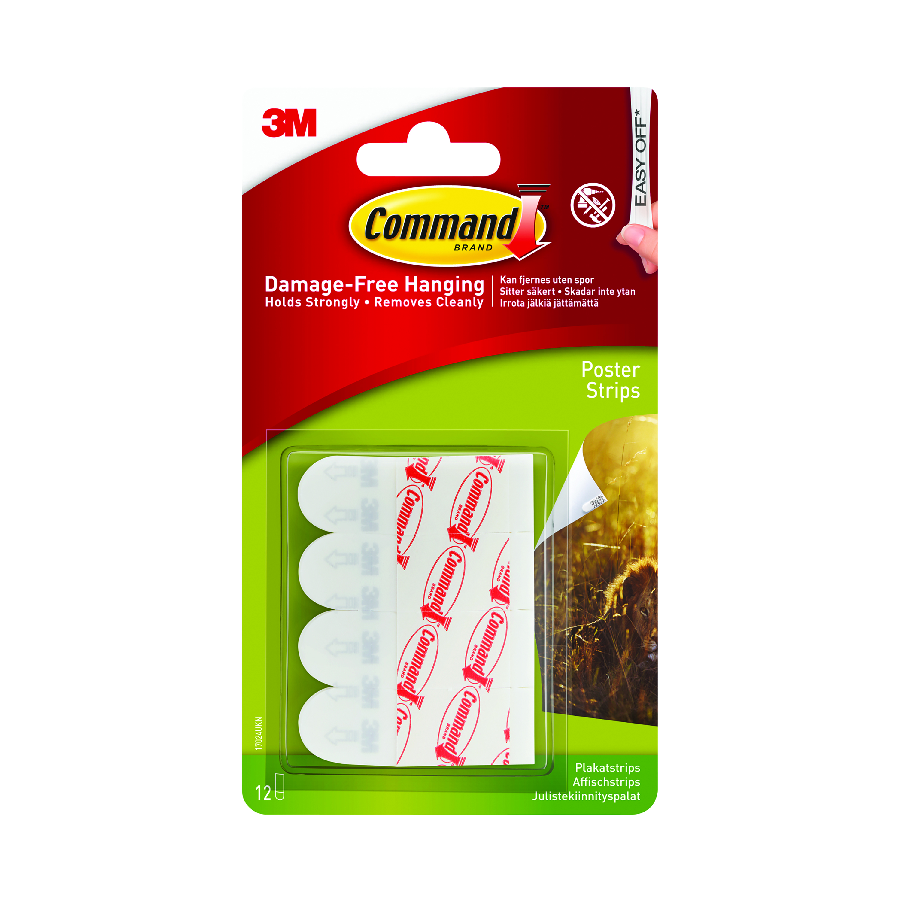 3M+Command+Adhesive+Poster+Strips+Small+%28Pack+of+12%29+17024OFUKN