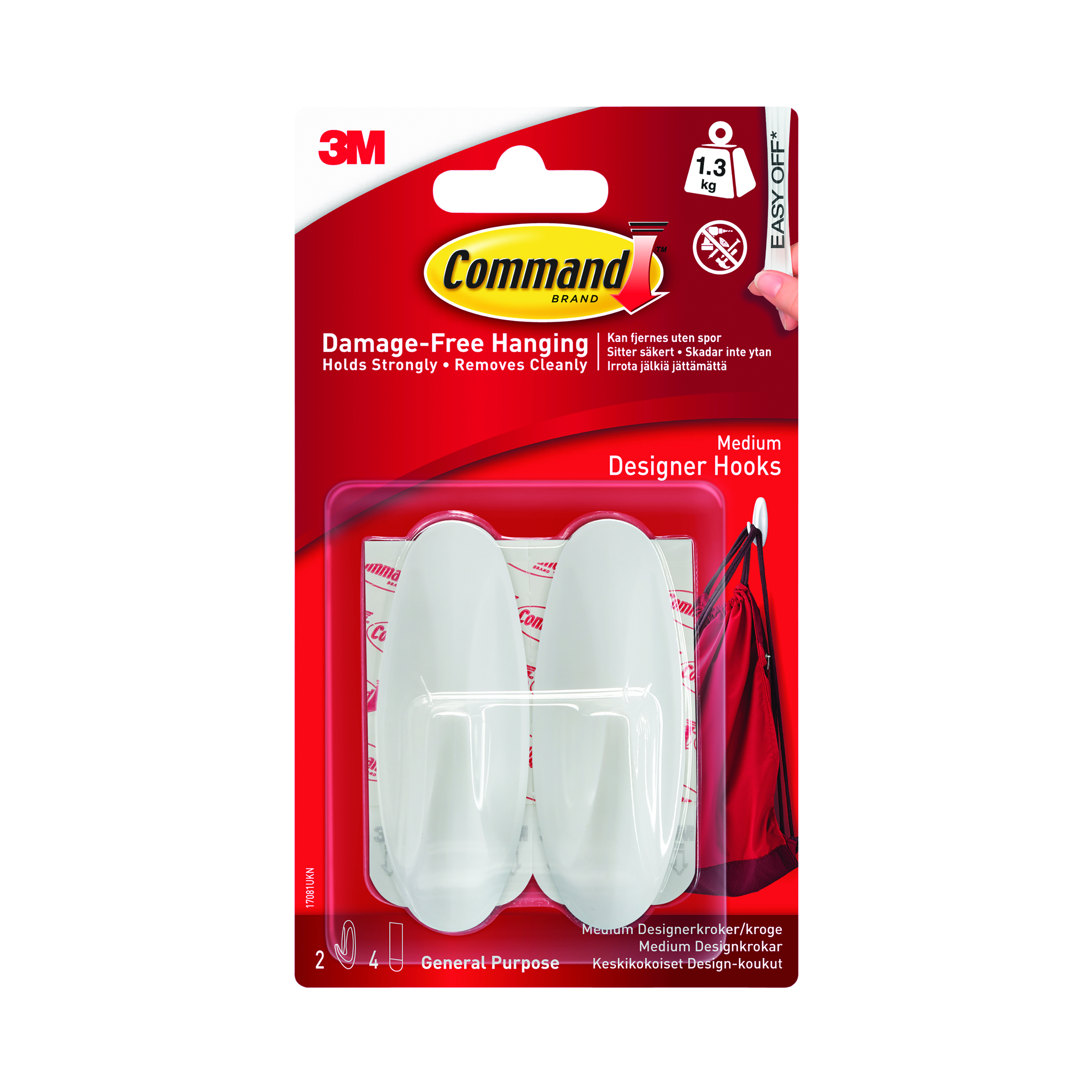 3M+Command+Adhesive+Hook+Medium+White+%28Pack+of+2%29+17081