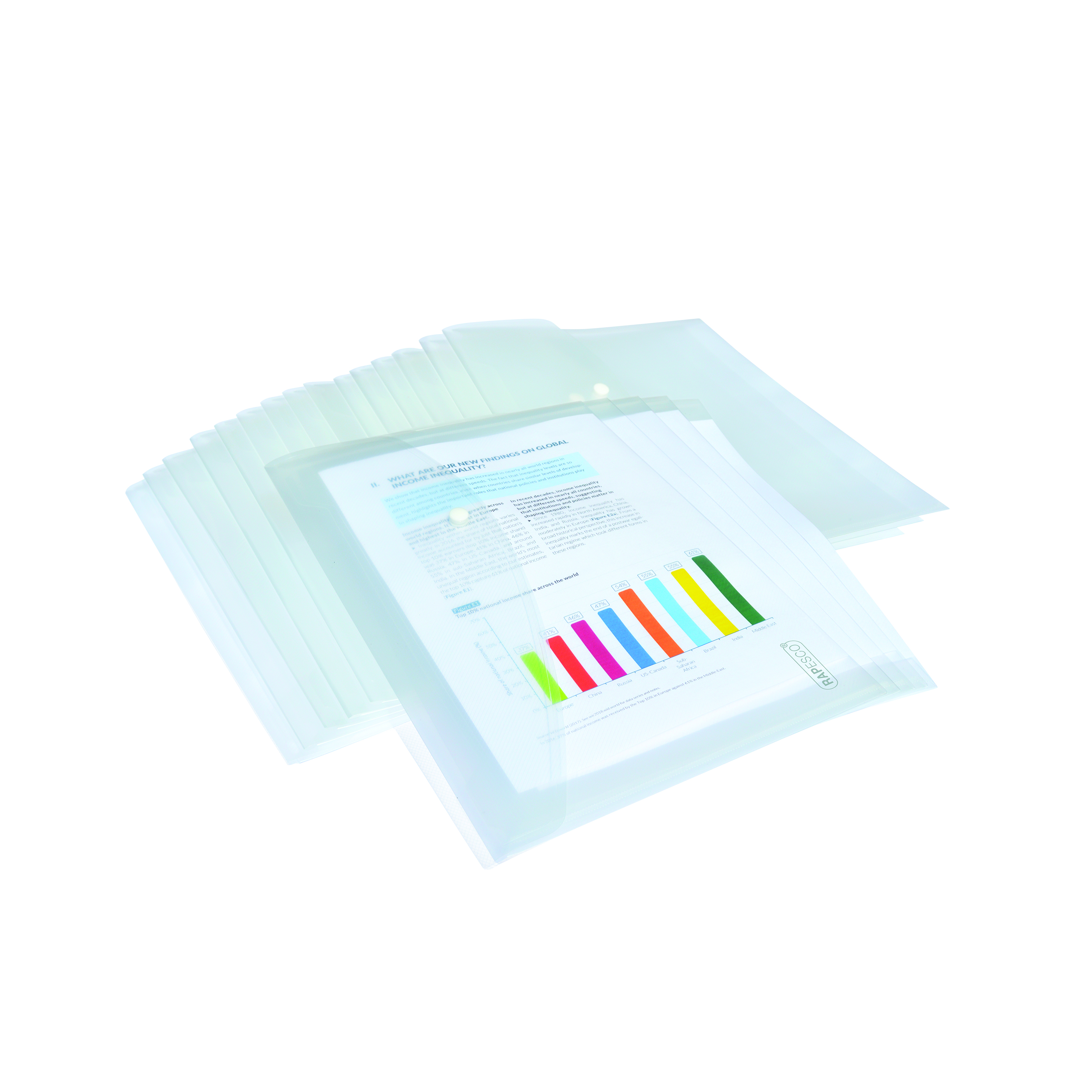 Rapesco+Eco+Recycled+Popper+Wallet+A4%2B+Clear+%28Pack+of+20%29+1496