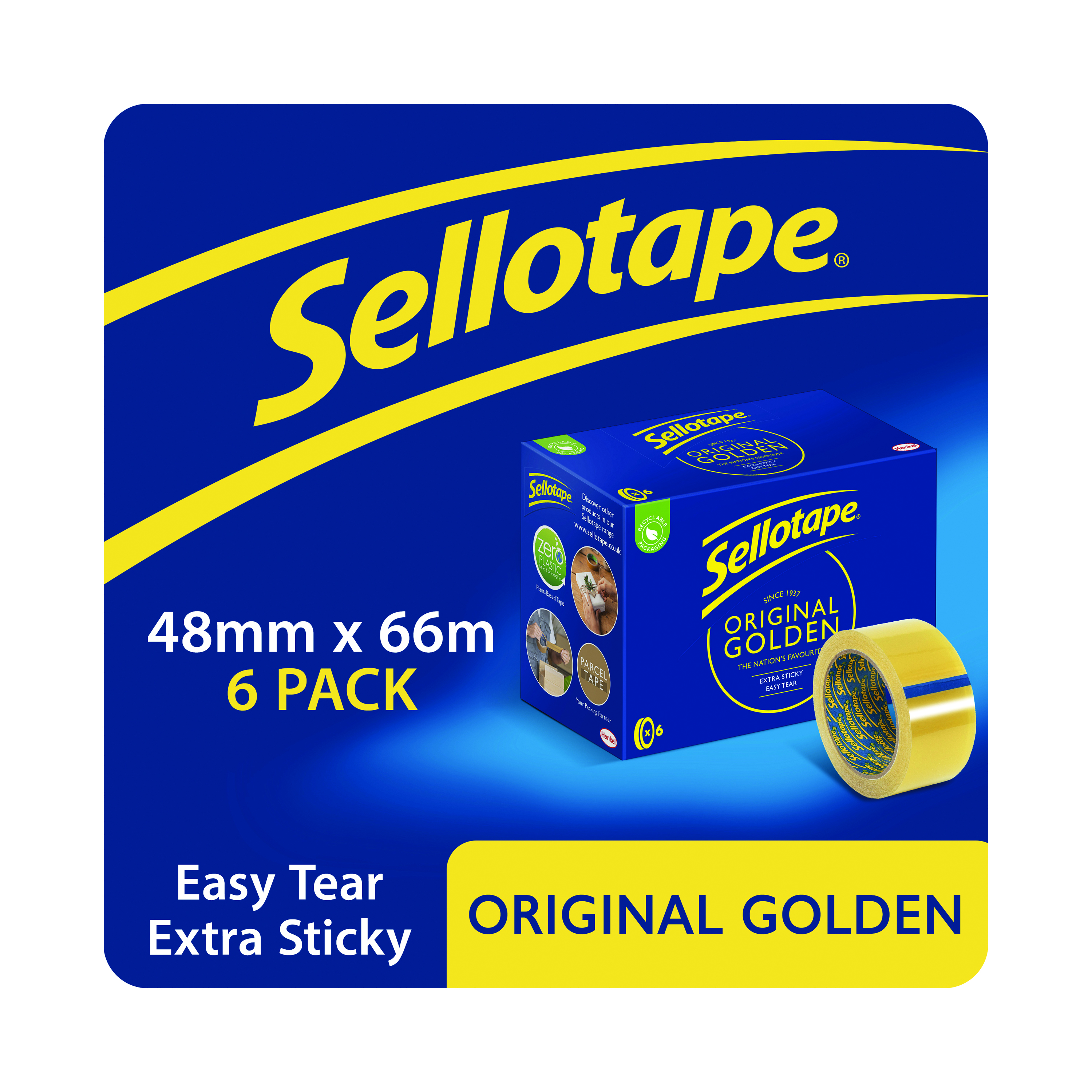 Sellotape+Original+Golden+Tape+48mmx66m+%286+Pack%29+1443304